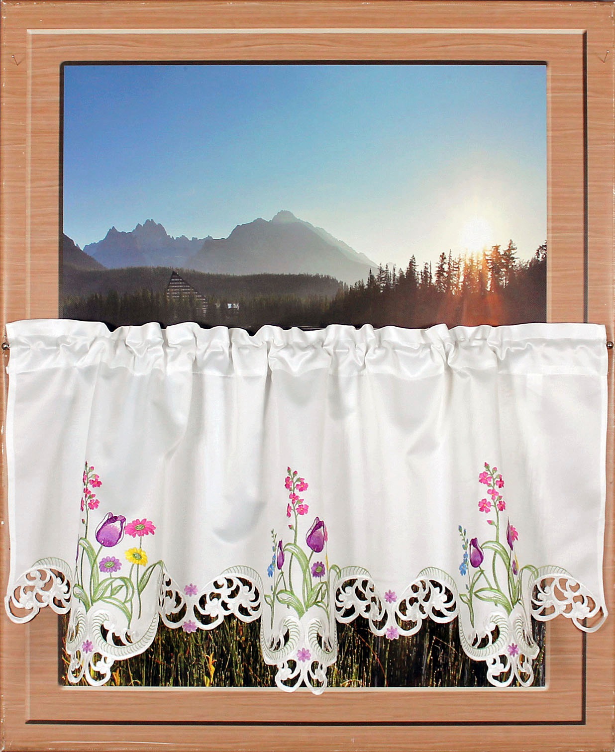 Image of HOSSNER - ART OF HOME DECO Querbehang "Blumensee" Stangendurchzug 1 Stk. tlg. m. Cut-Outs