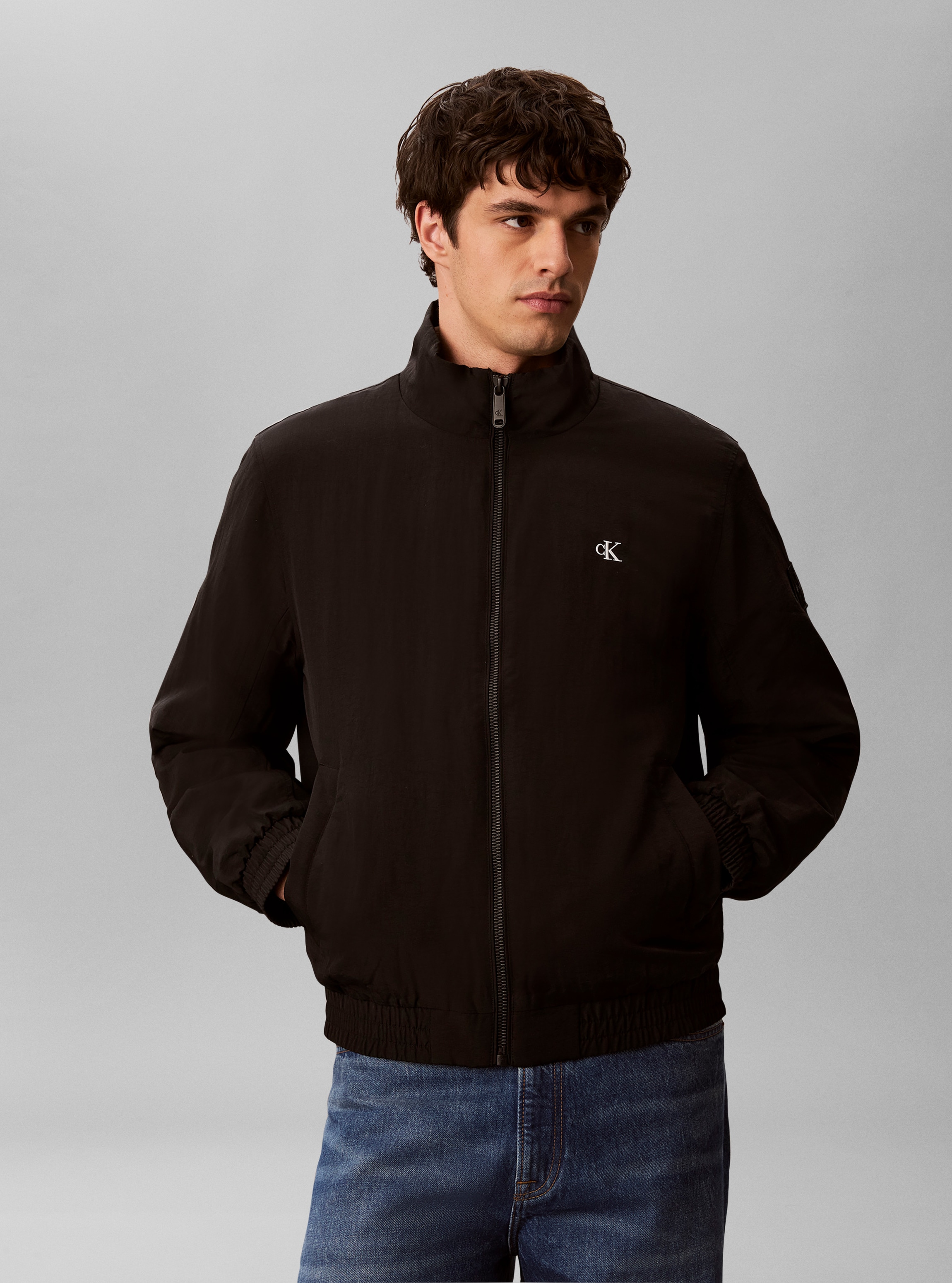 Calvin Klein Jeans Blouson Col montant, zip 2 voies, coupe régulière, rembourré