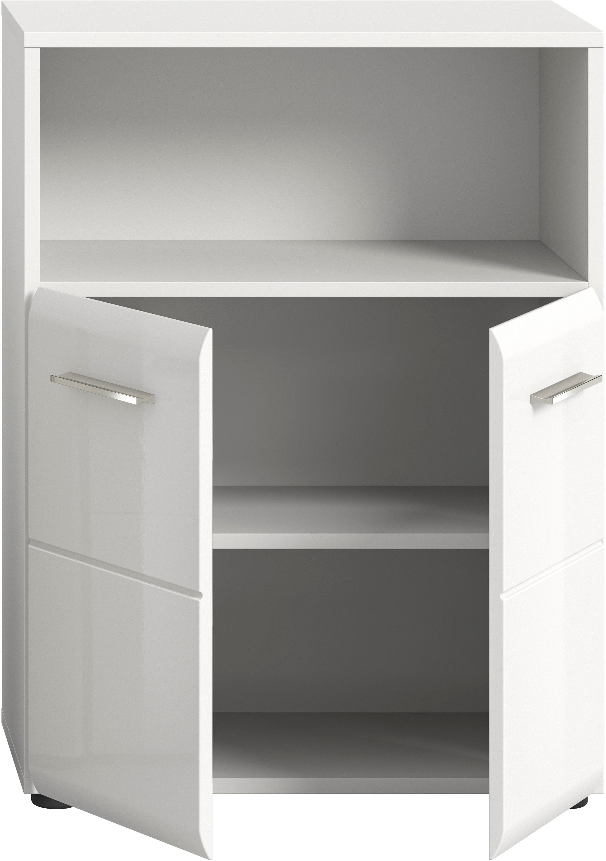 INOSIGN Midischrank »Florenz, Breite 60 cm, 2 Türen, 1 Einlegeboden, 1 offenes Fach«, hochwertige MDF Front, Griff chromglänzend, Badschrank, Bad