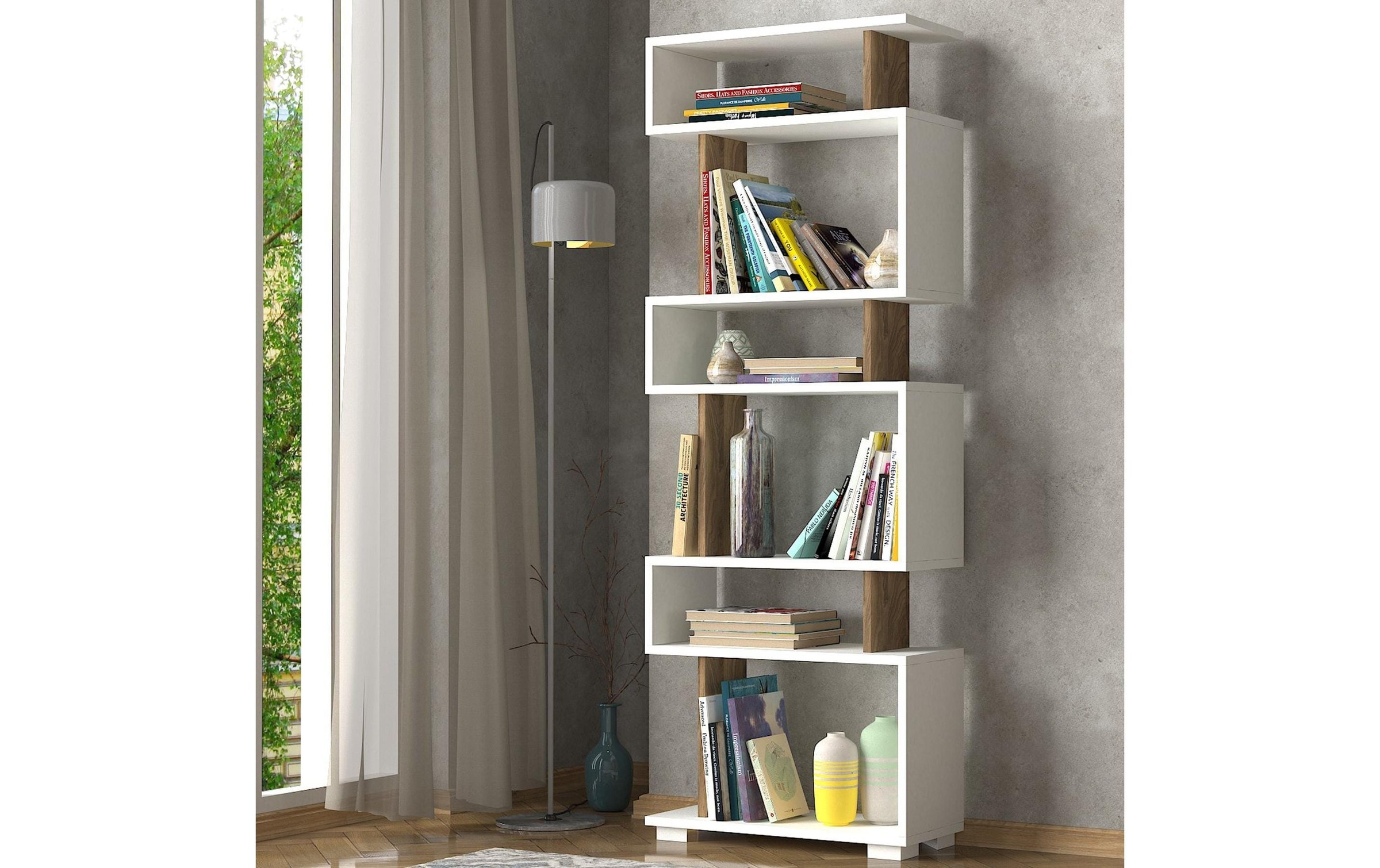 WOODY FASHION Regal »Blok 60 x 165 x 45065 cm, Nature/Weiss«