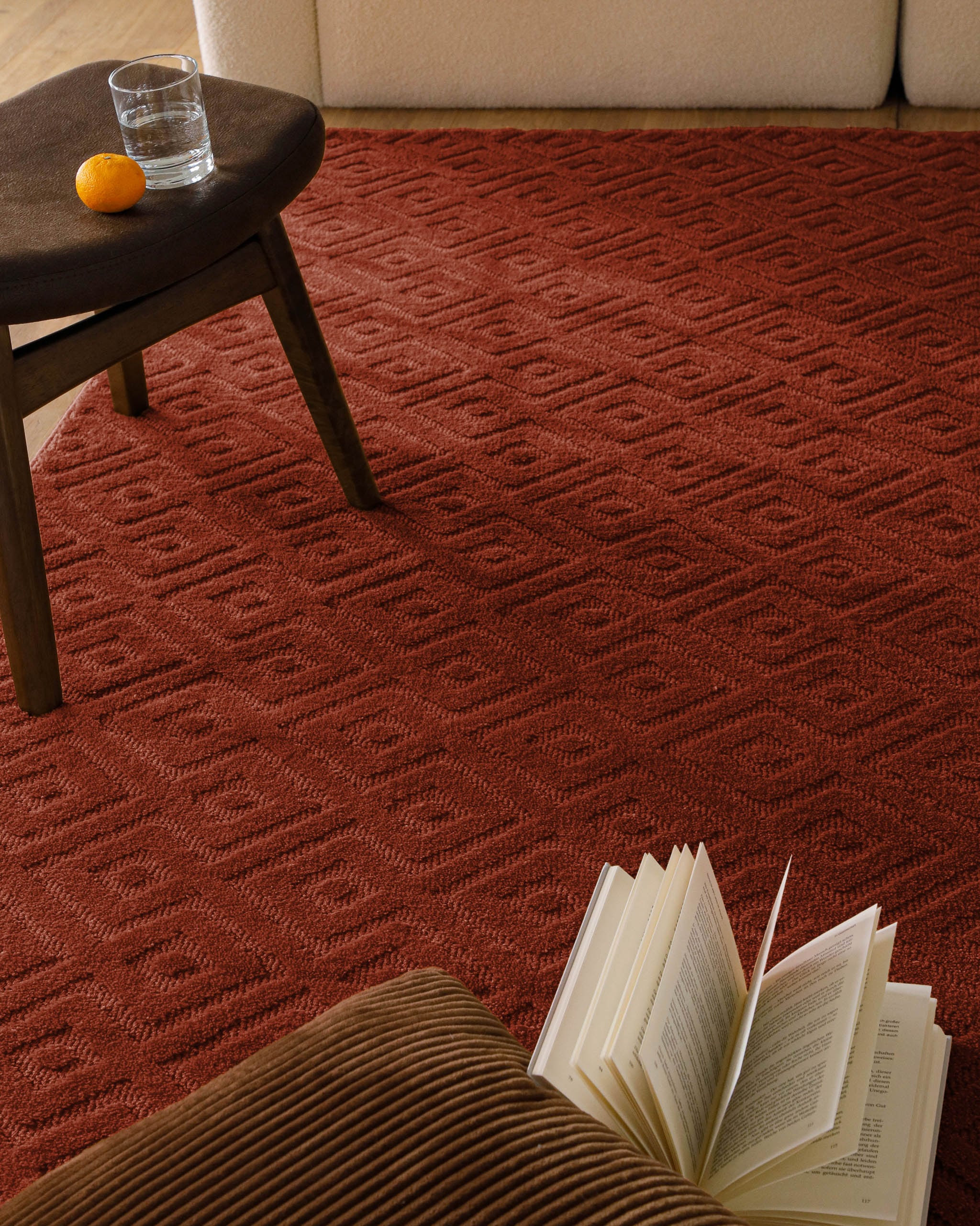 Wecon home Tapis »Castello TWO« Rectangulaire 7 mm Höhe Schurwolle, Kurzflor mit Hoch-Tief-Effekt, Wohnzimmer, Rautenmuster