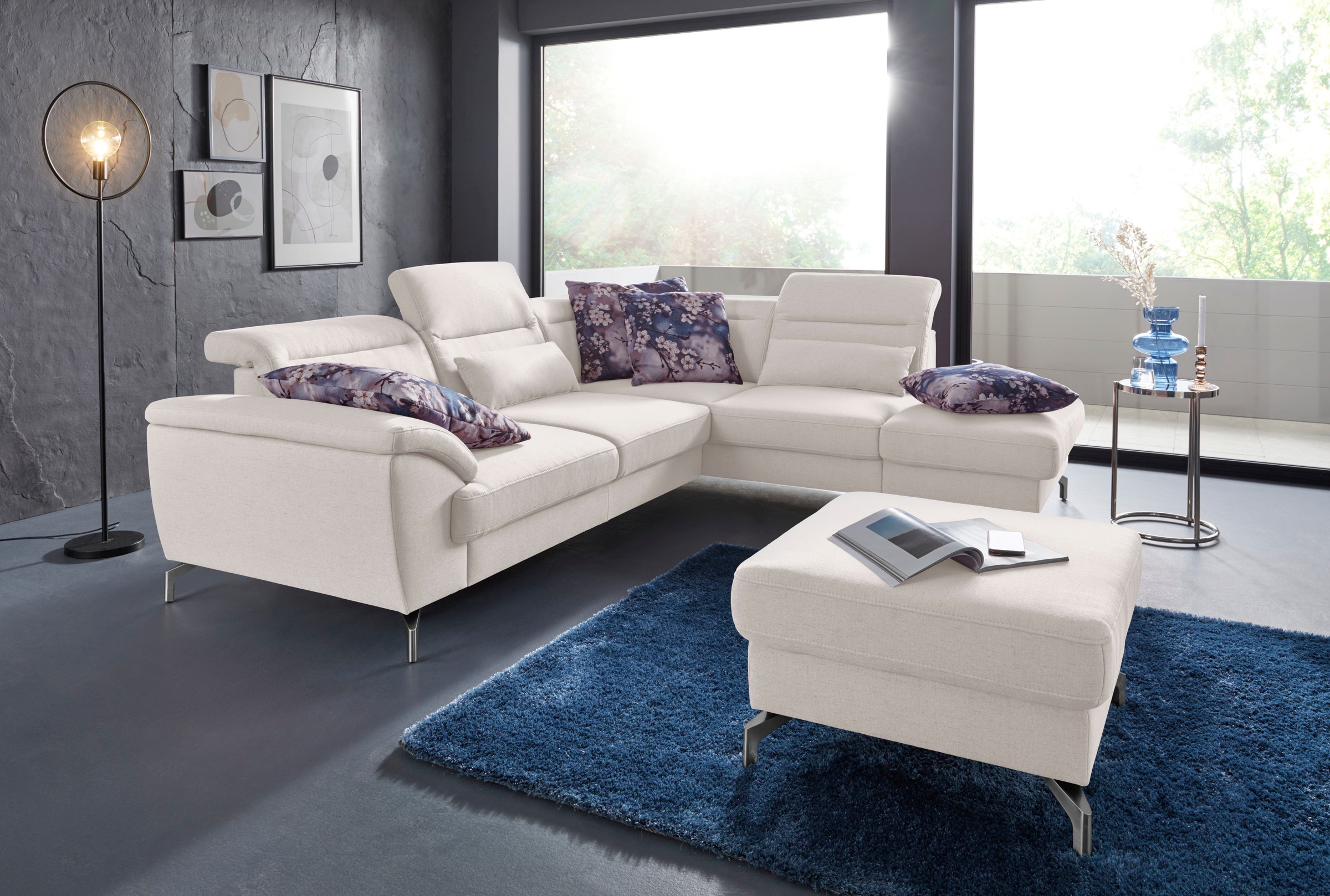 Image of sit&more Ecksofa "Percy L-Form" 12 cm Fusshöhe, Sitztiefenverstellung, wahlweise in 2 Fussfarben