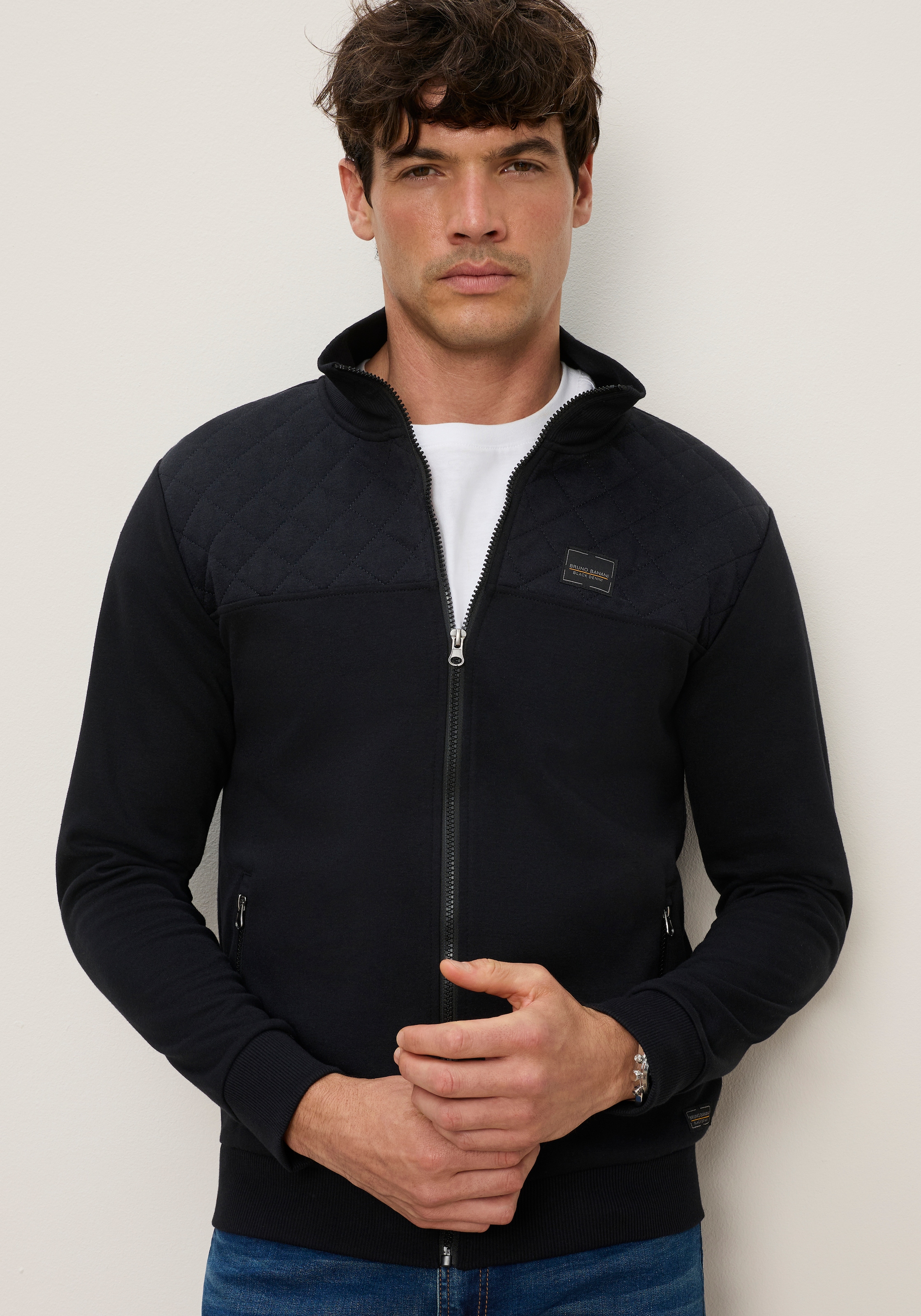Image of Bruno Banani Sweatjacke mit Karosteppung im oberen Bereich
