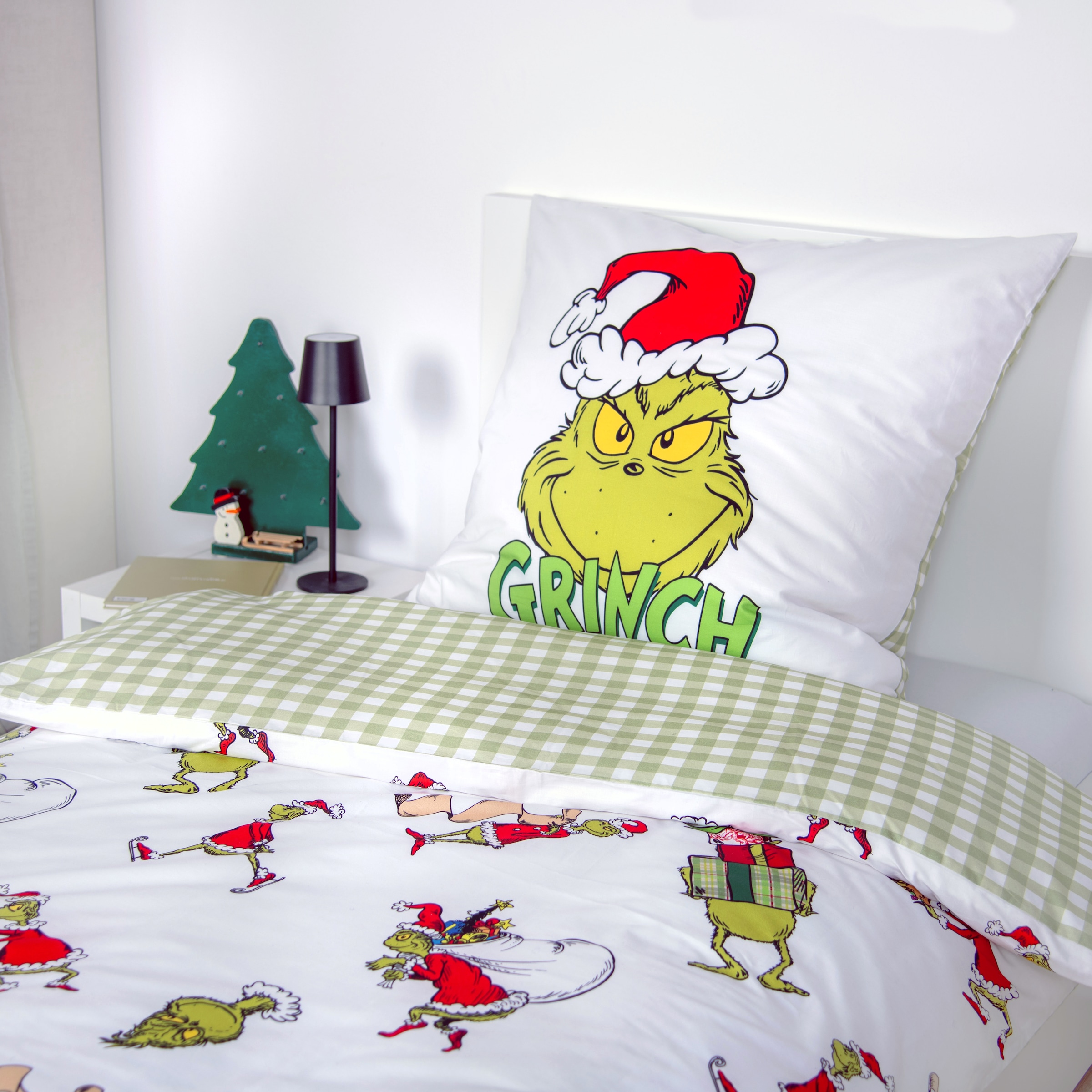 The Grinch Linge de lit réversible »Grinch« 2 cuis avec motif mignon en allover