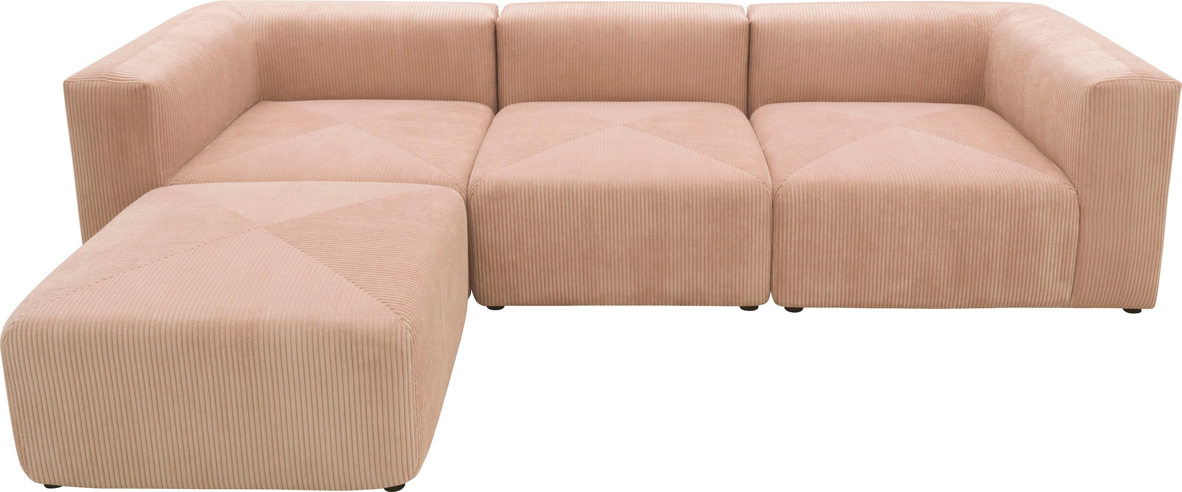 RAUM.ID Ecksofa »Gerrid L-Form«, Cord-Bezug, Modulsofa, bestehend aus Eck- und Mittelelement + Hocker