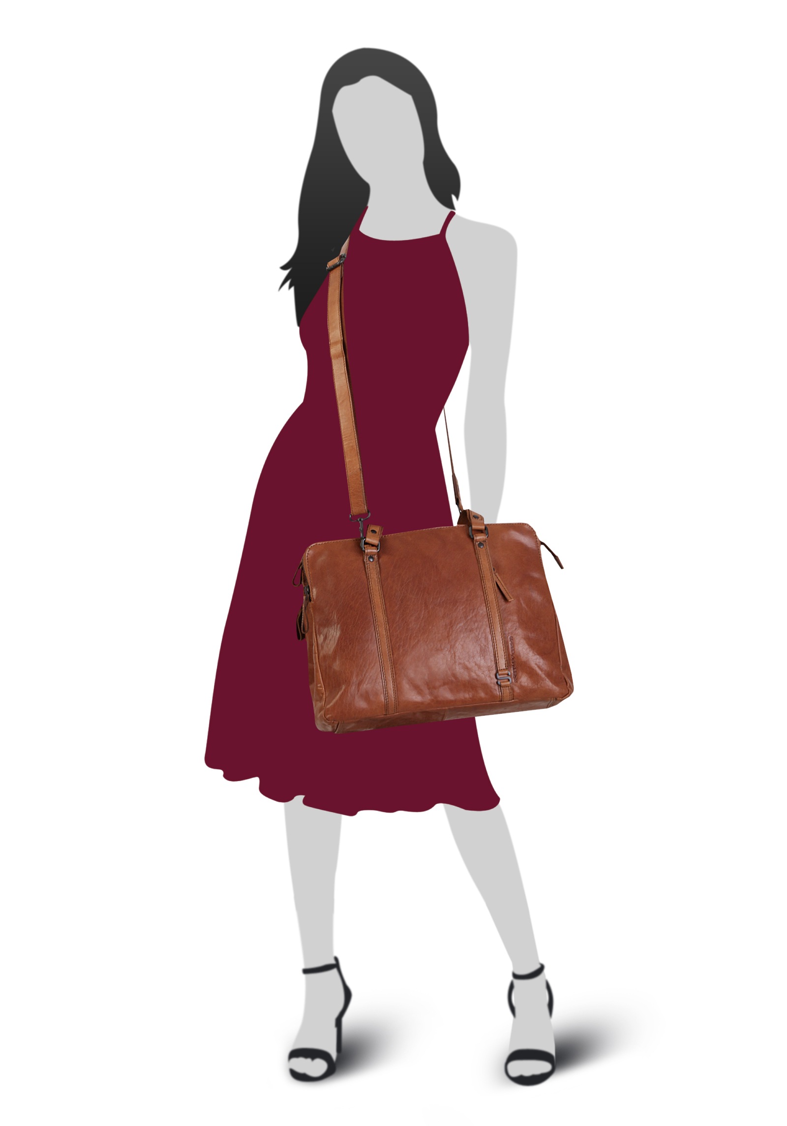 Spikes & Sparrow Shopper "SPIKES & SPARROW Damen LAPTOP SHOULDERBAG echt Leder" echt Leder