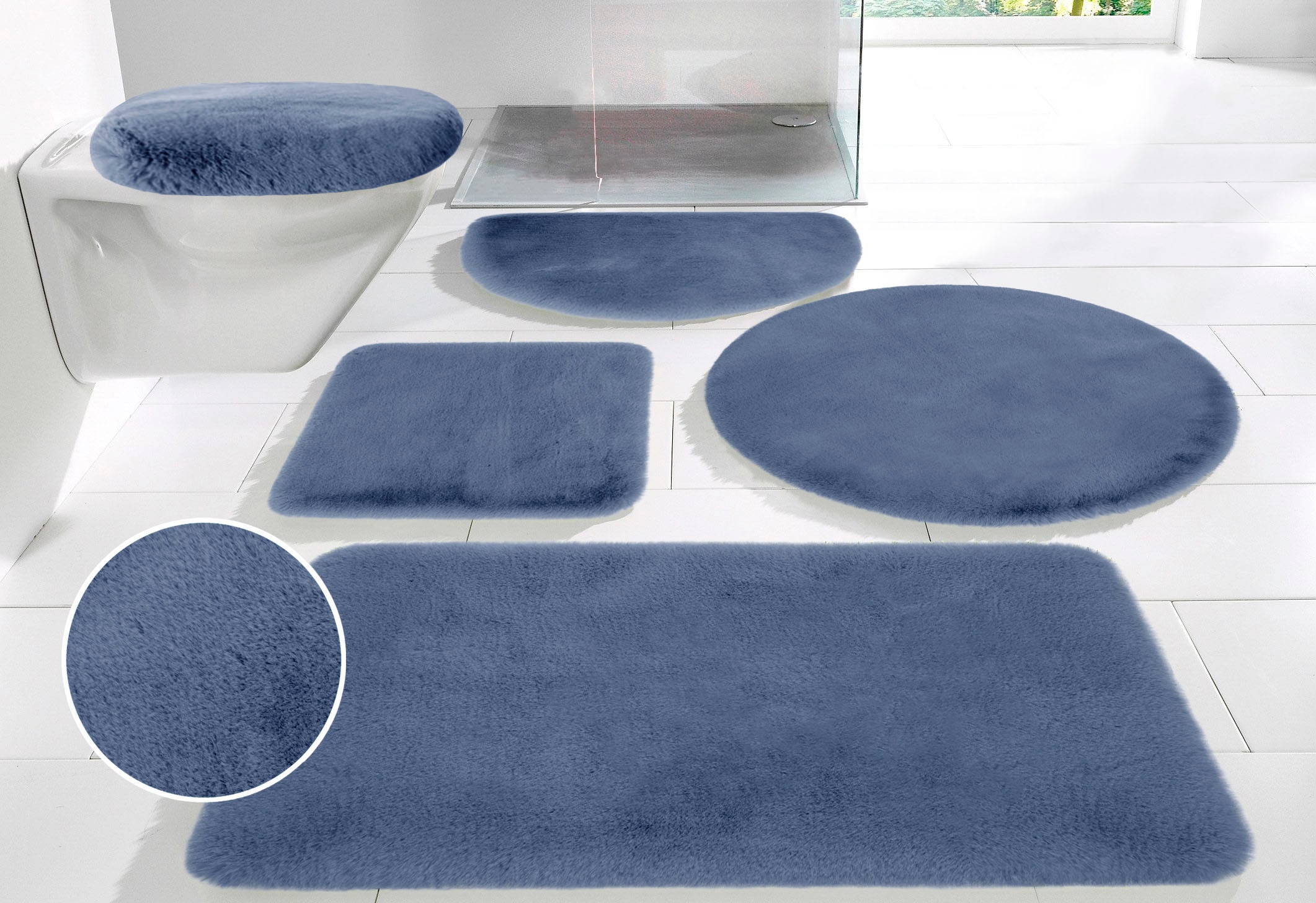 GOODproduct Badematte »Rabbit Badematten, Badvorleger, Badezimmer Teppich« Höhe 30 mm rutschhemmend beschichtet fussbodenheizungsgeeignet | schnell trocknend | strapazierfähig Kaninchenfell-Haptik, Badteppich, rechteckig, rund & als 3-tlg. Set