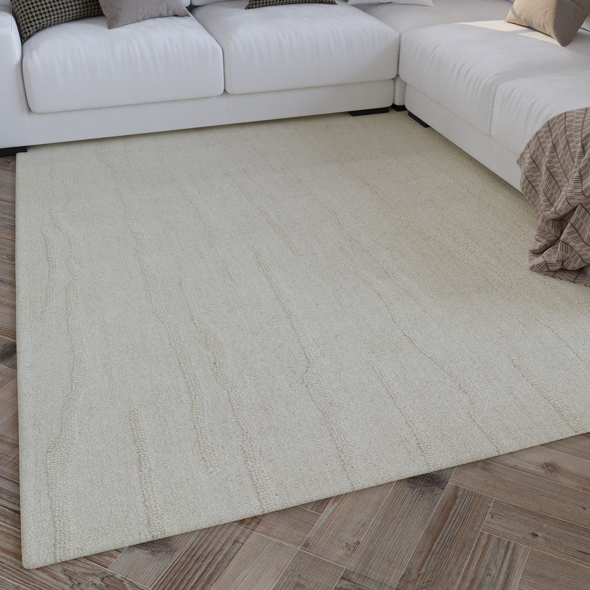 Image of Wecon home Wollteppich "Hamptons TWENTY" rechteckig 15 mm Höhe Läufer, Schurwolle, Kurzflor, Wohn- & Schlafzimmer, elegant, Streifen