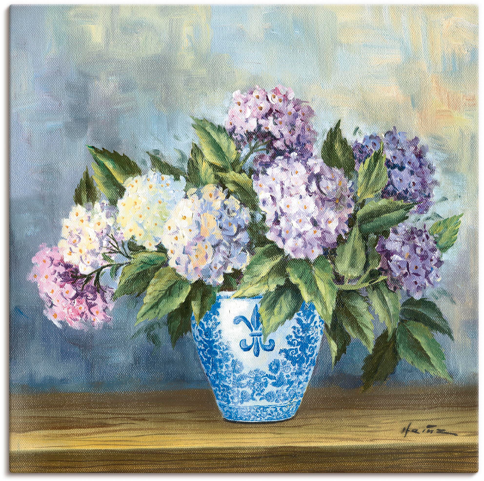 Image of Artland Leinwandbild "Hortensien" Blumenbilder 1 Stk. tlg. auf Holzrahmen gespannt