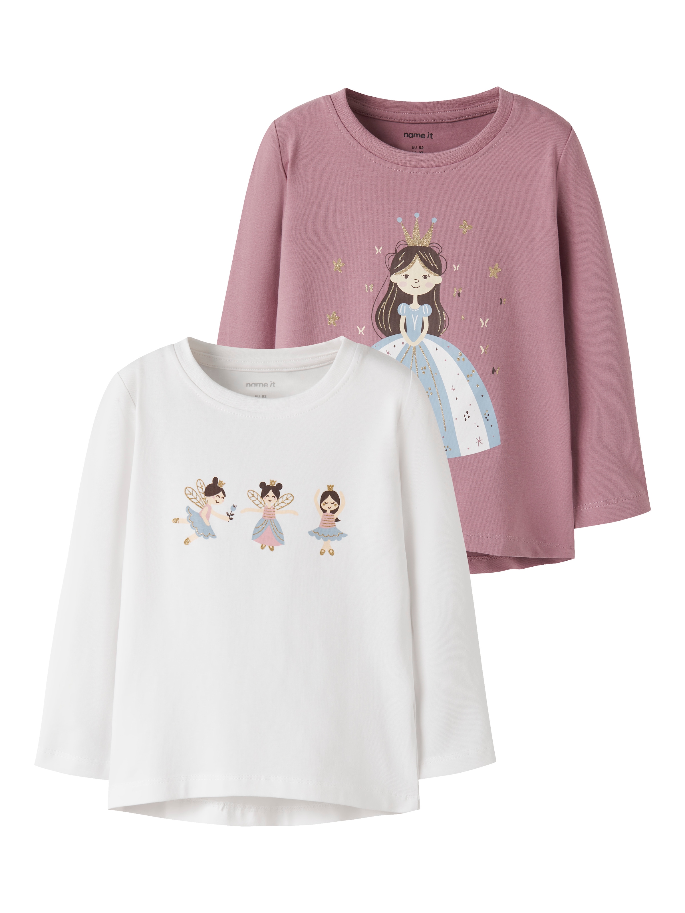 Name It T-shirt »NMFVIX 2P  LS TOP« Paquet, pack de 2, 2 Mélange coton, imprimé