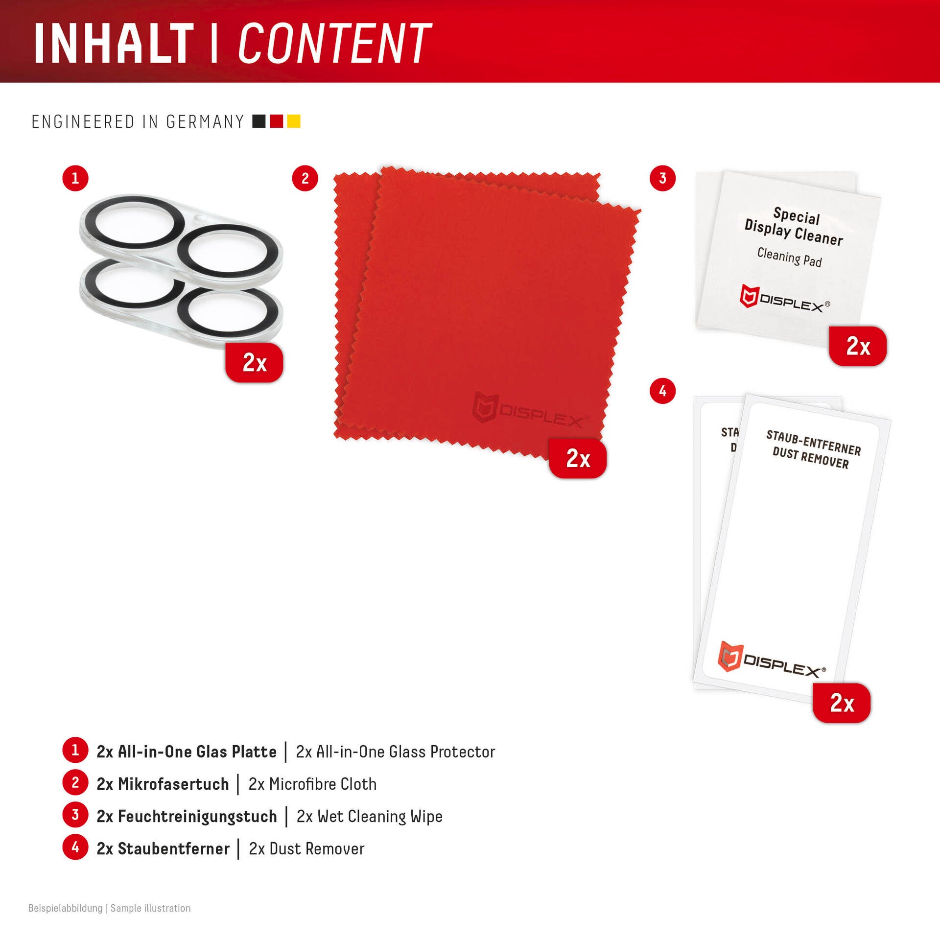 Displex Kameraschutzglas »Camera Lens Glass All-In-One Protector Full Cover« für Apple iPhone 16;Apple iPhone 16 Plus Packung, 2x All-In-One Glas,  Objektivschutz, Kameraschutz, kratz- & stossfest