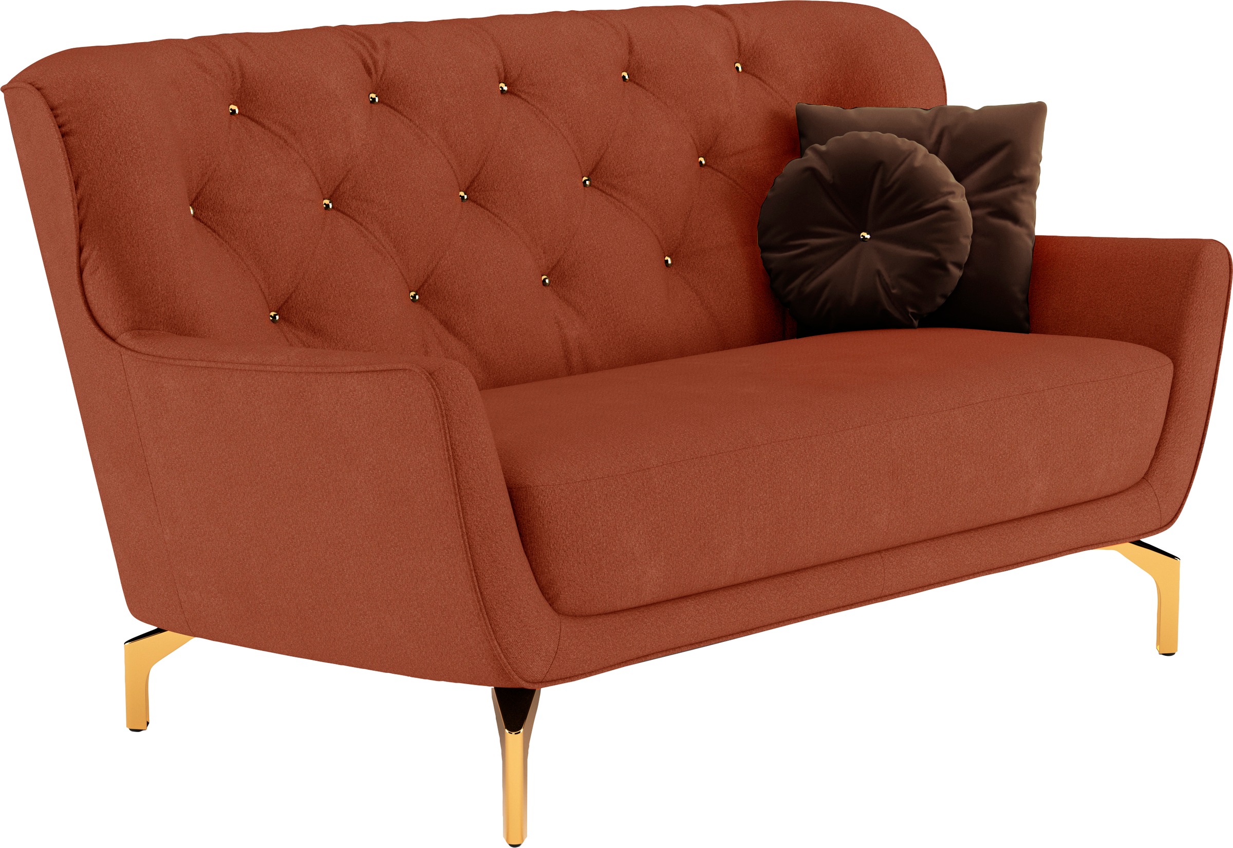 sit&more 2-places »Orient 3« inkl. 2 Zierkissen mit Strass-Stein, goldfarbene Metallfüsse