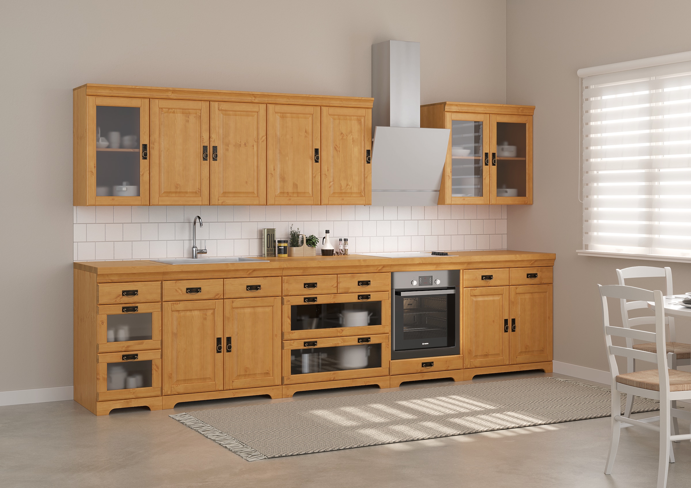 Home affaire Armoire basse »Rügen« Breite 40 cm, Kiefer massiv, Schubkästen mit Glaseinsatz