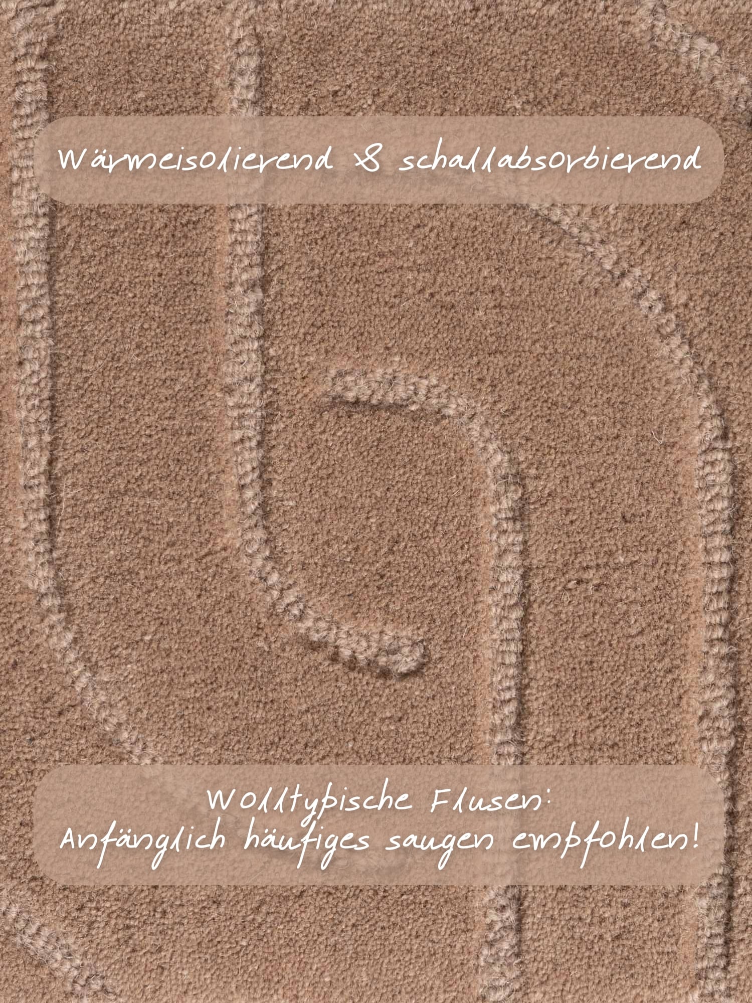 vikosa Wollteppich »Arcura« rechteckig 15 mm Höhe Wolle Handgemacht, Hoch-Tief-Effekt, Geometrisches Linien Wellendesign