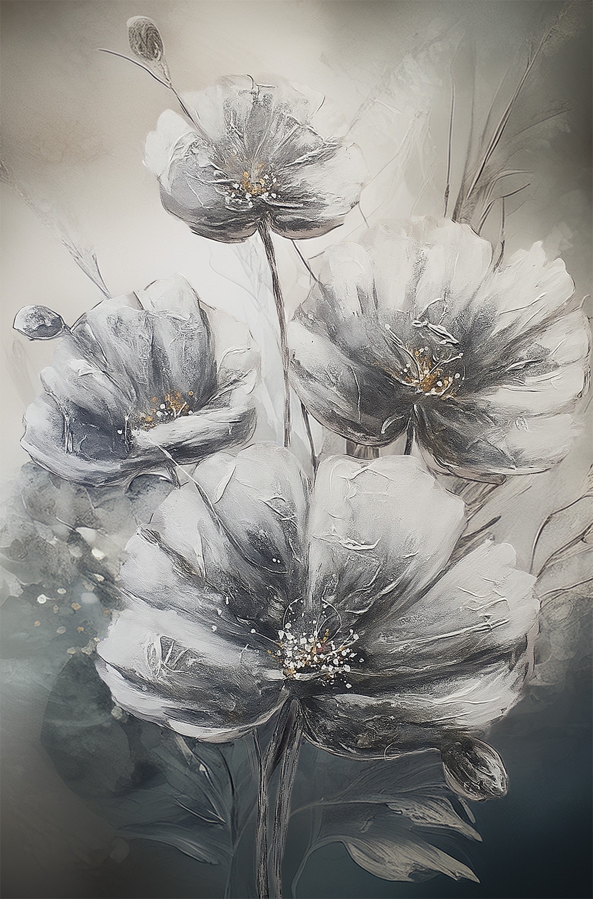 Image of Bönninghoff Bild "Wandbild BLUMEN 78x118 cm – Leinwandbild Keilrahmen Deko modern" Blumen Blumenbilder auf Keilrahmen gespannt