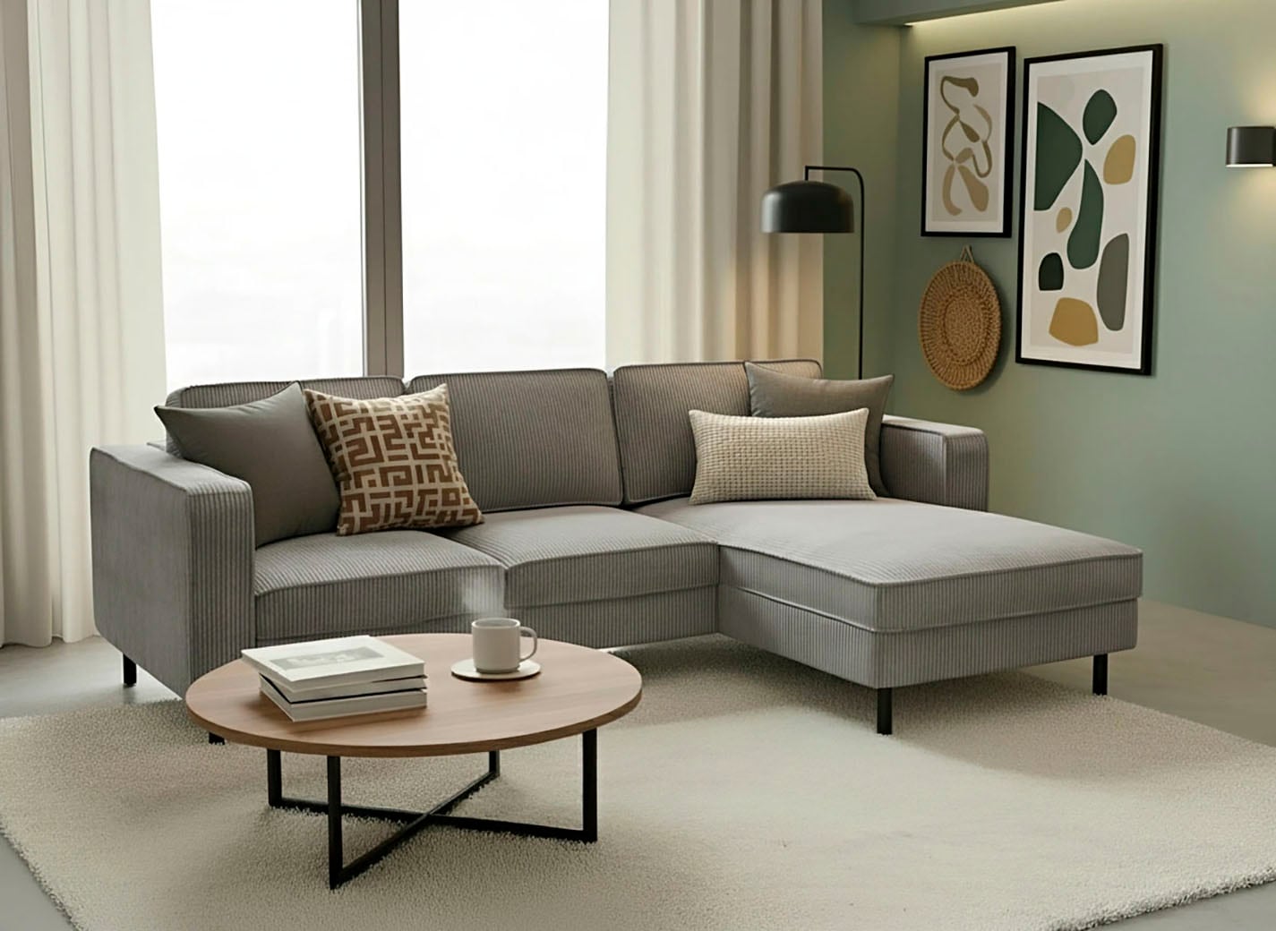 Image of TRENDMANUFAKTUR Ecksofa "Watkins Couch wahlweise mit Schlaffunktion und Bettkasten,auch in Cord" Recamiere beidseitig montierbar, OTTOs Choice, Breite 232 cm