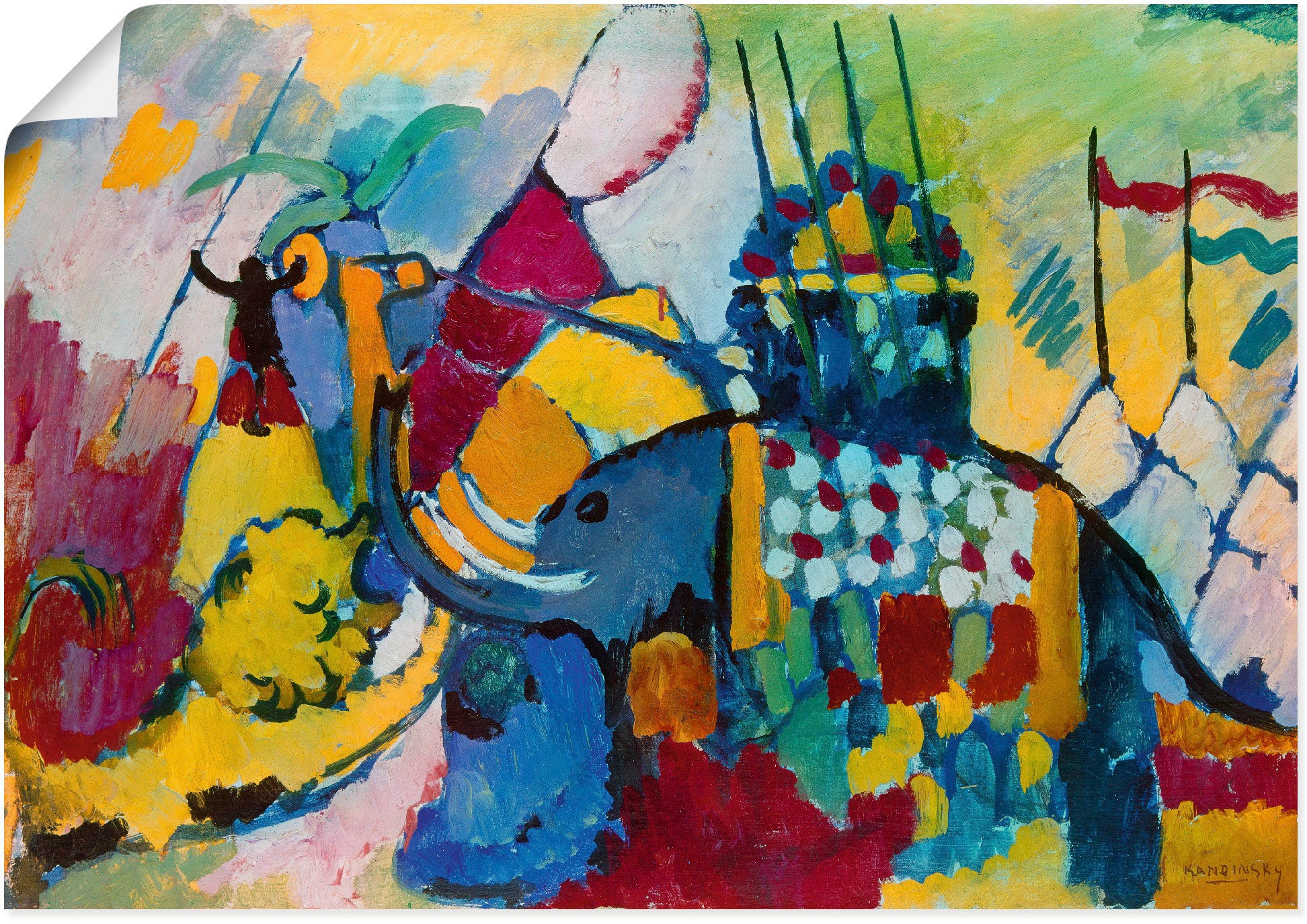 Image of Artland Wandbild »Der Elefant. 1908«, Wildtiere, (1 St.), in vielen Grössen & Produktarten -Leinwandbild, Poster, Wandaufkleber / Wandtattoo auch für Badezimmer geeignet bei Ackermann Versand Schweiz