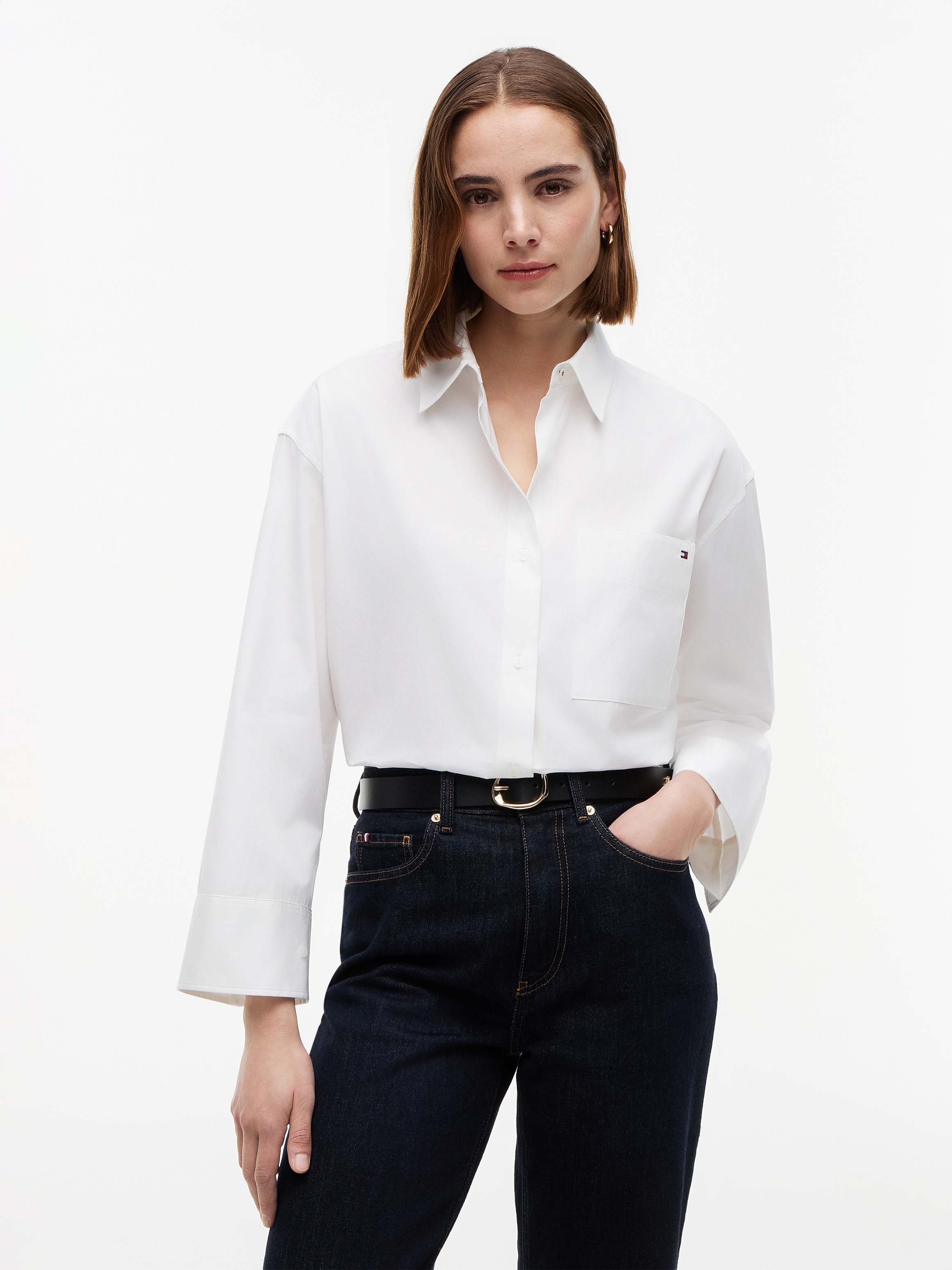 Tommy Hilfiger Hemdbluse »MODERN REG POPLIN LS SHIRT« Baumwolle, Brusttasche, regular fit