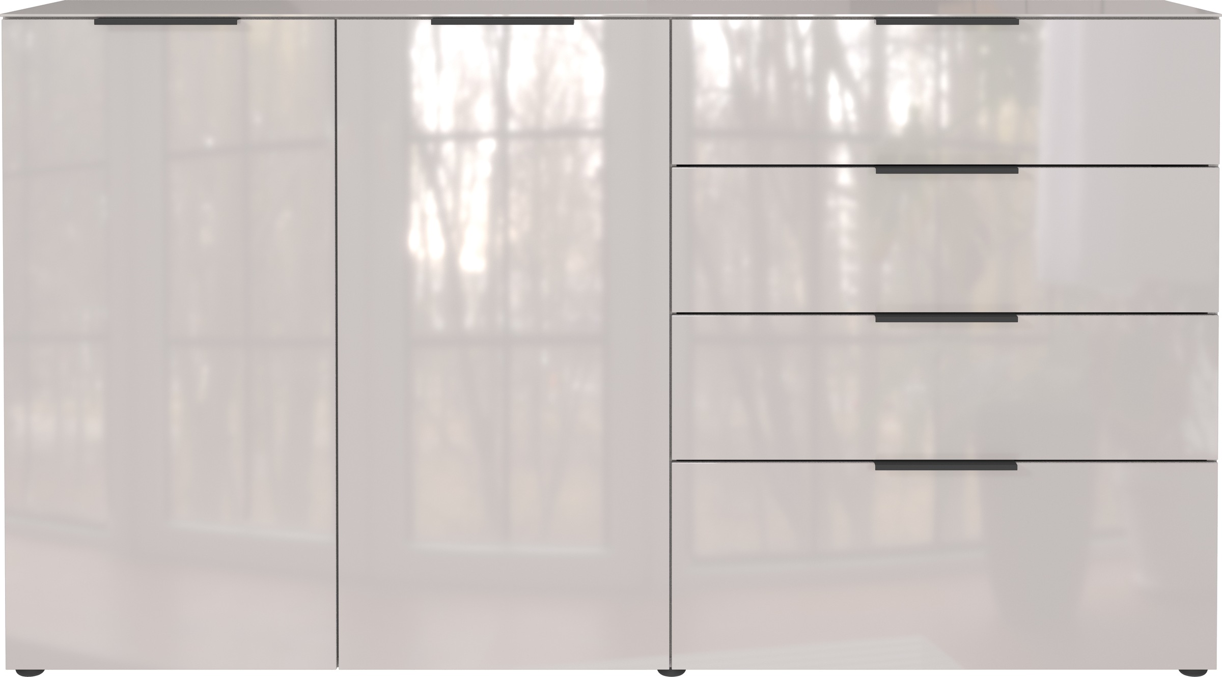 Image of GERMANIA Sideboard "Oakland" in 2 Breiten, Fronten und Oberboden mit Glasauflage