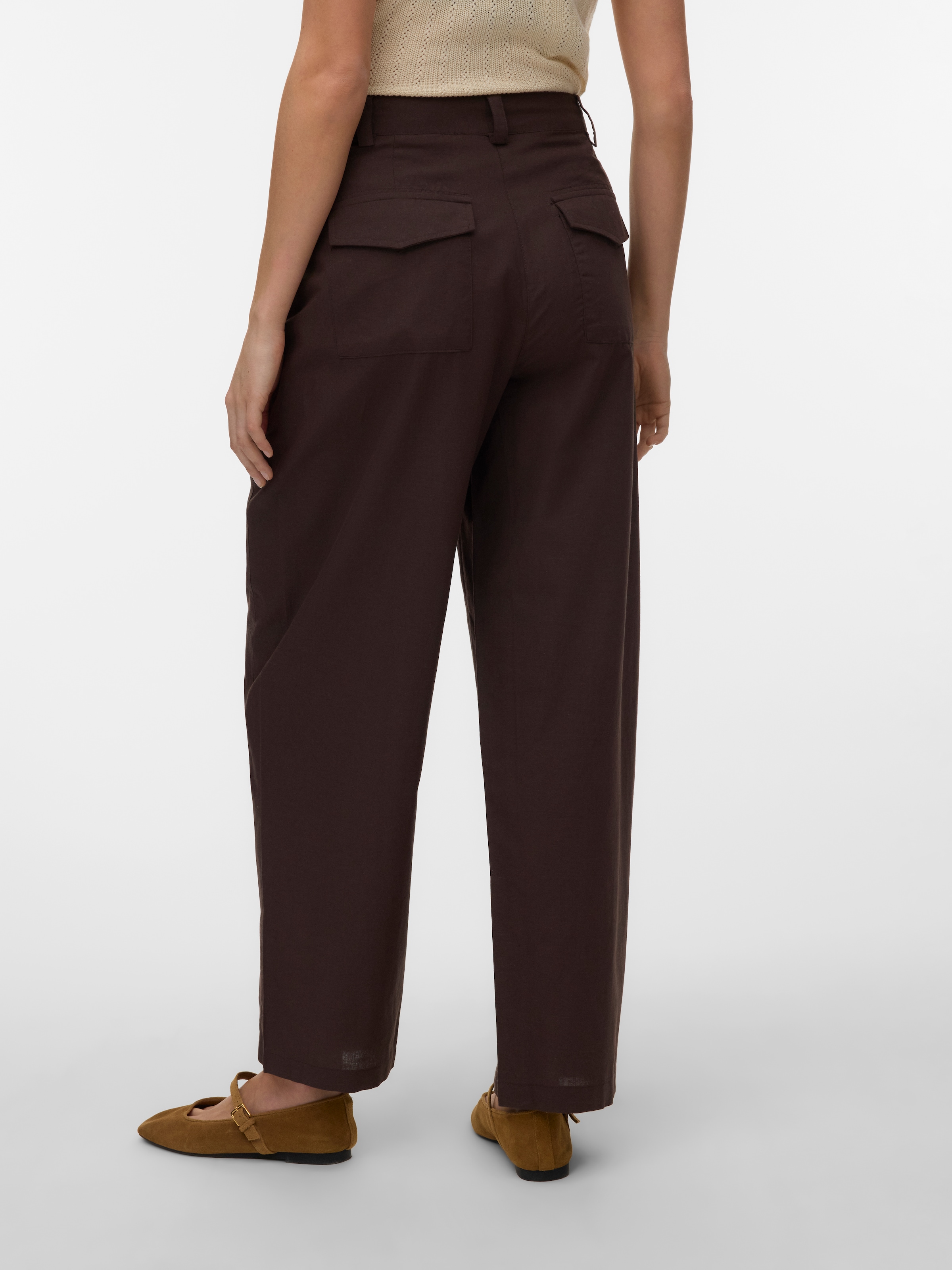 Vero Moda Pantalon de costume »VMSELMA HW BARREL PANTS WVN NOOS«  mélange coton, taille haute, jambes larges, avec lin