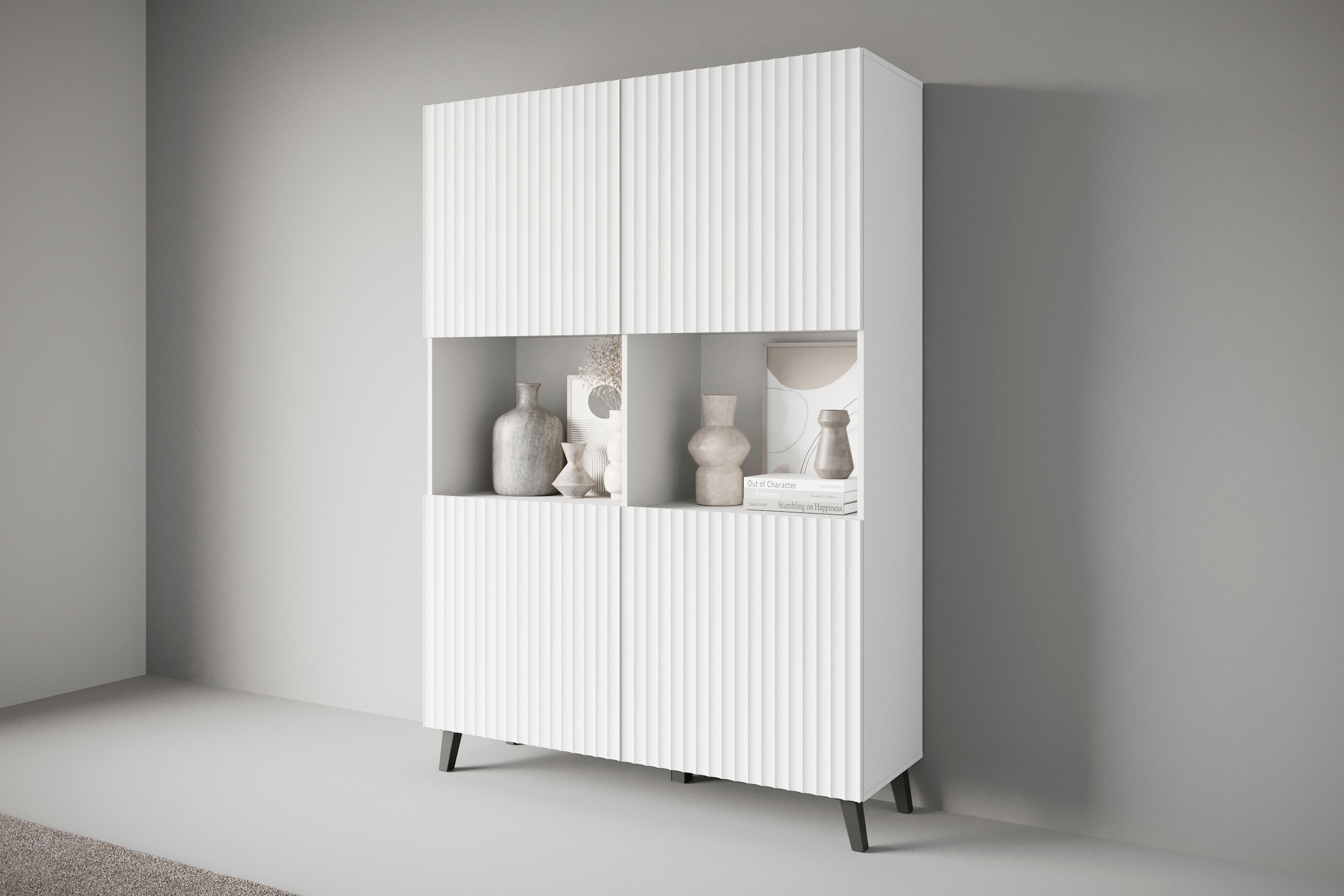 Image of Home affaire Highboard "Phuket, Front MDF" Moderne Hochkommode ohne Griffe mit 10 Fächern, Breite 120 cm