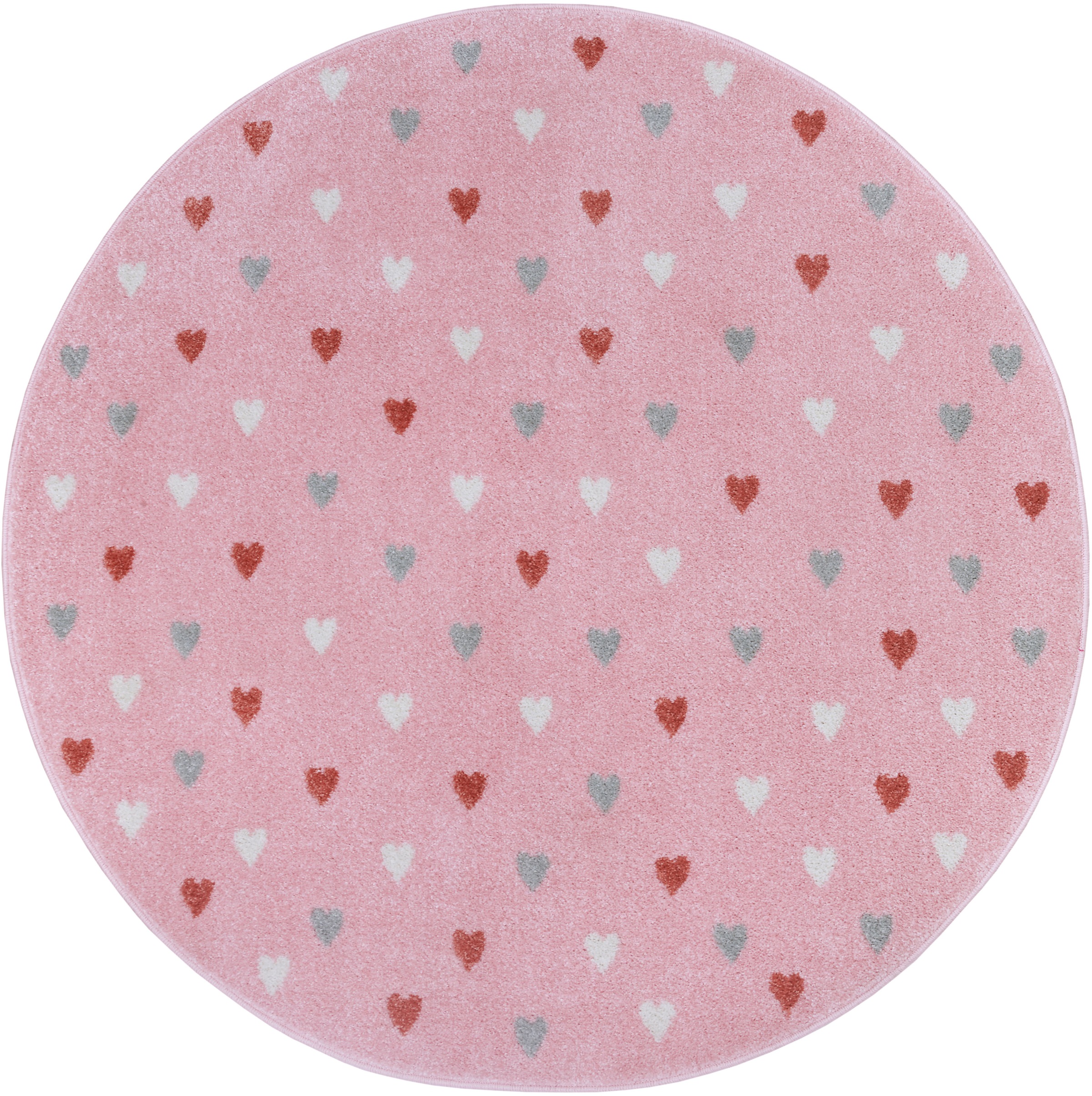 Kinderteppich »Adventures Little Hearts«, rund, 7 mm Höhe, Spielteppich, weich,...