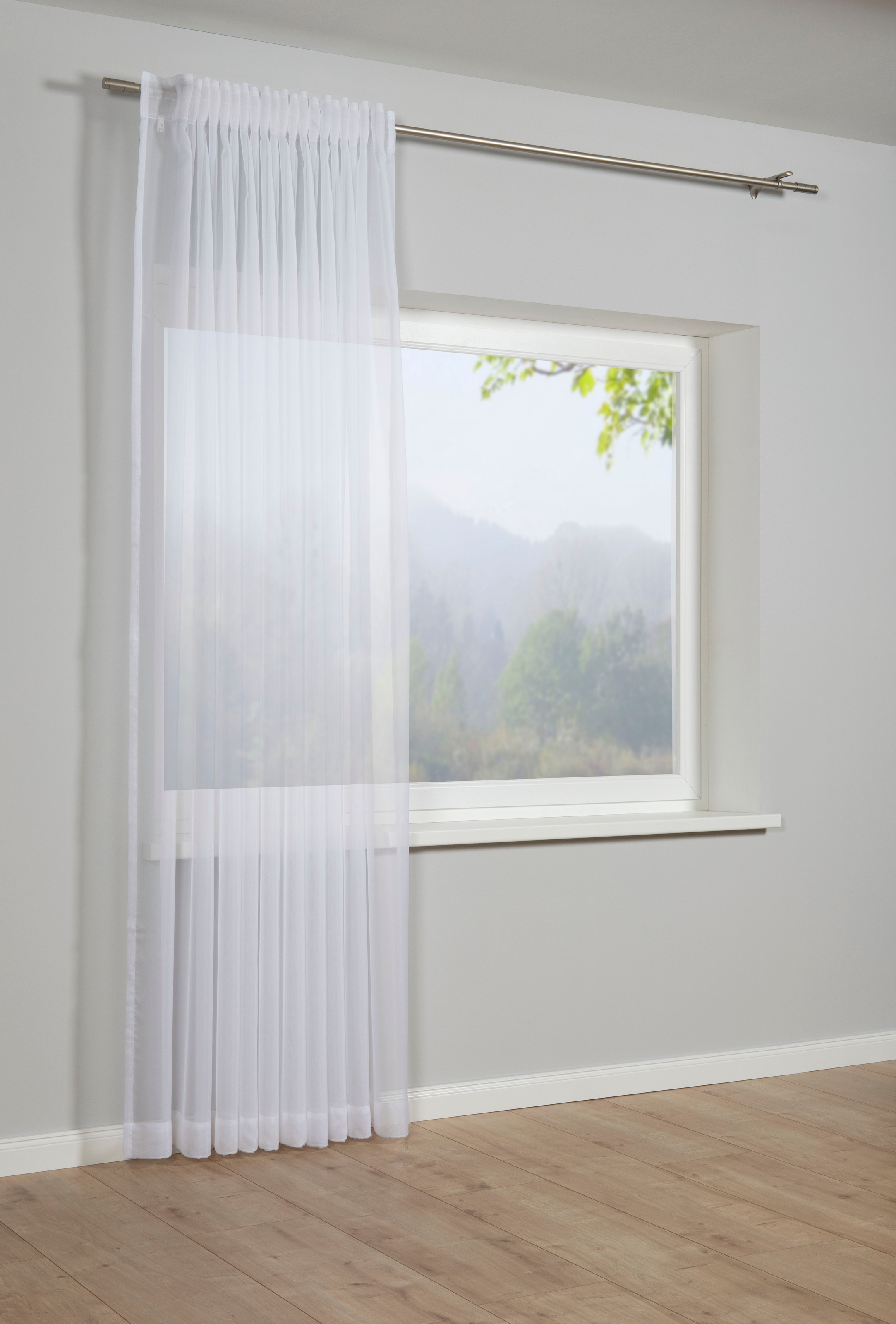 Image of GARDINIA Gardine "Schal mit Gardinenband Voile Uni" verdeckte Schlaufen 1 Stk. tlg. Stoff Voile Uni