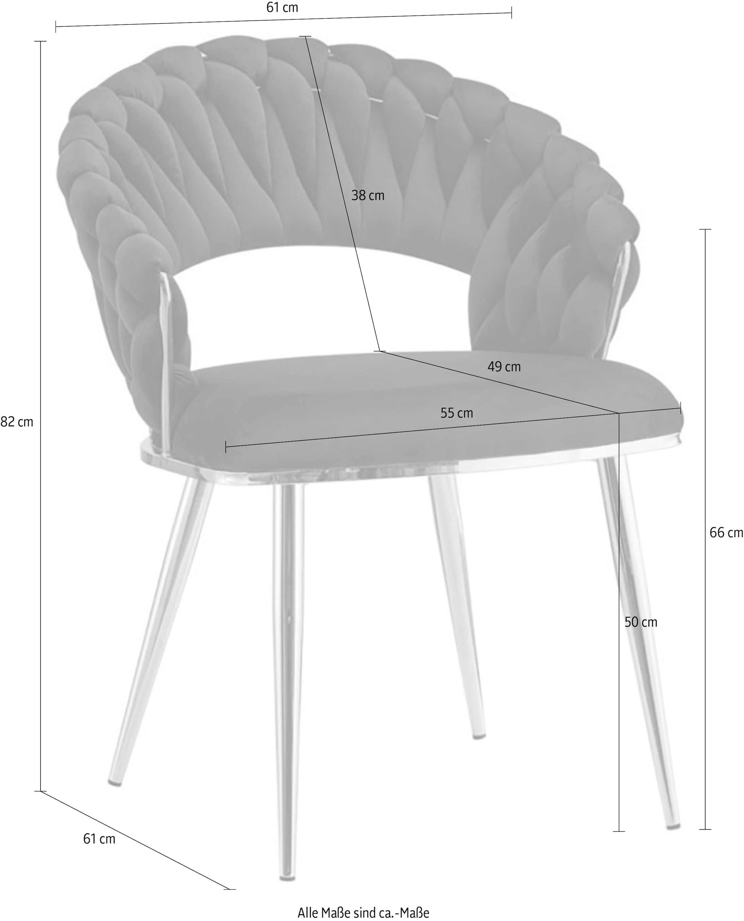 Kayoom Polsterstuhl »Stuhl Finesse 125 2er-Set, TOPSELLER! Flechtverarbeitung am Rücken«, (Set), 2 St., 2-er Set, angesagter Flechtoptik, bequem und stabil