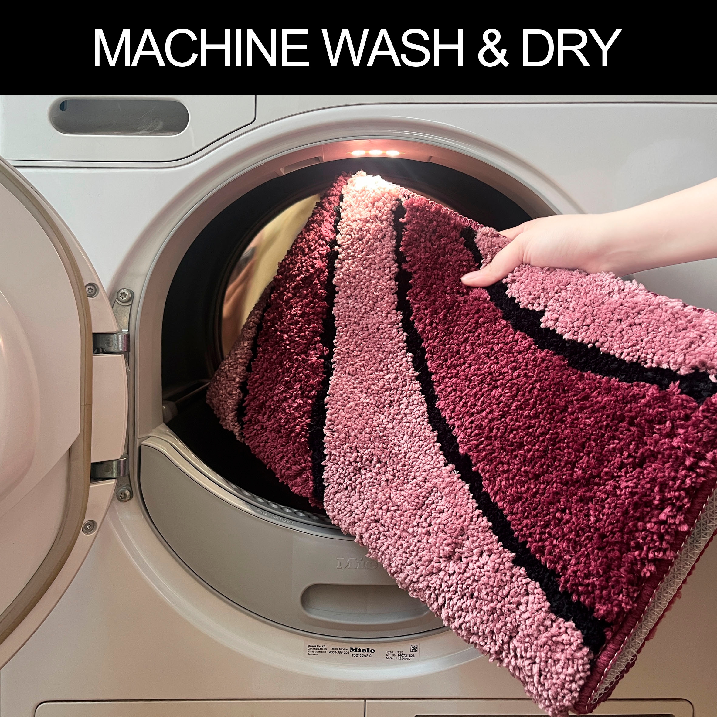 my home Badematte »Anna, Badvorleger, Badezimmer Teppich«, rutschhemmend beschichtet, fussbodenheizungsgeeignet-schnell trocknend, Badteppich, Hoch Tief Effekt, Modern, Weich, Wellen
