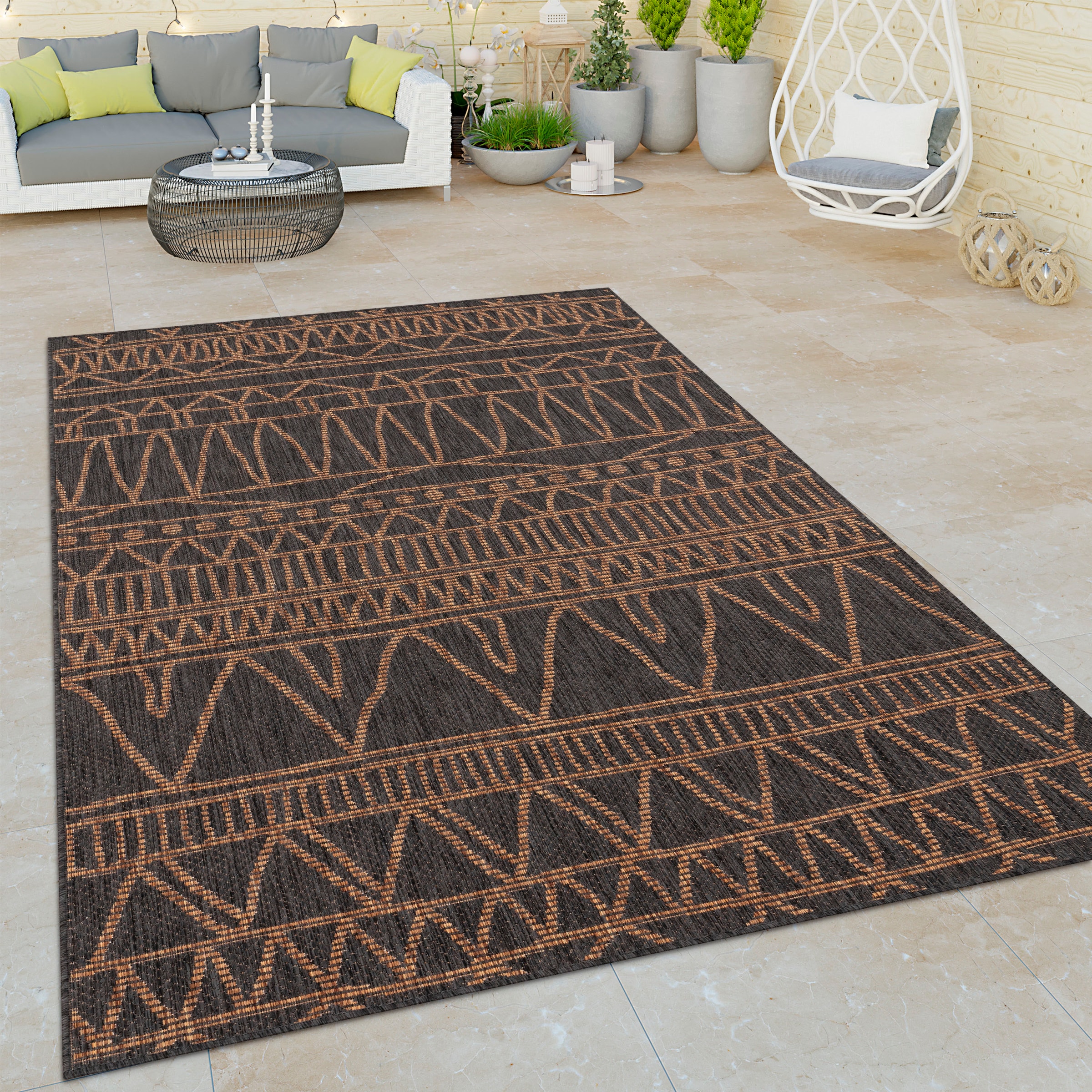 Image of Paco Home Teppich "Illusion 321" rechteckig 5 mm Höhe Flachgewebe, modernes Design, In- und Outdoor geeignet, UV-beständig