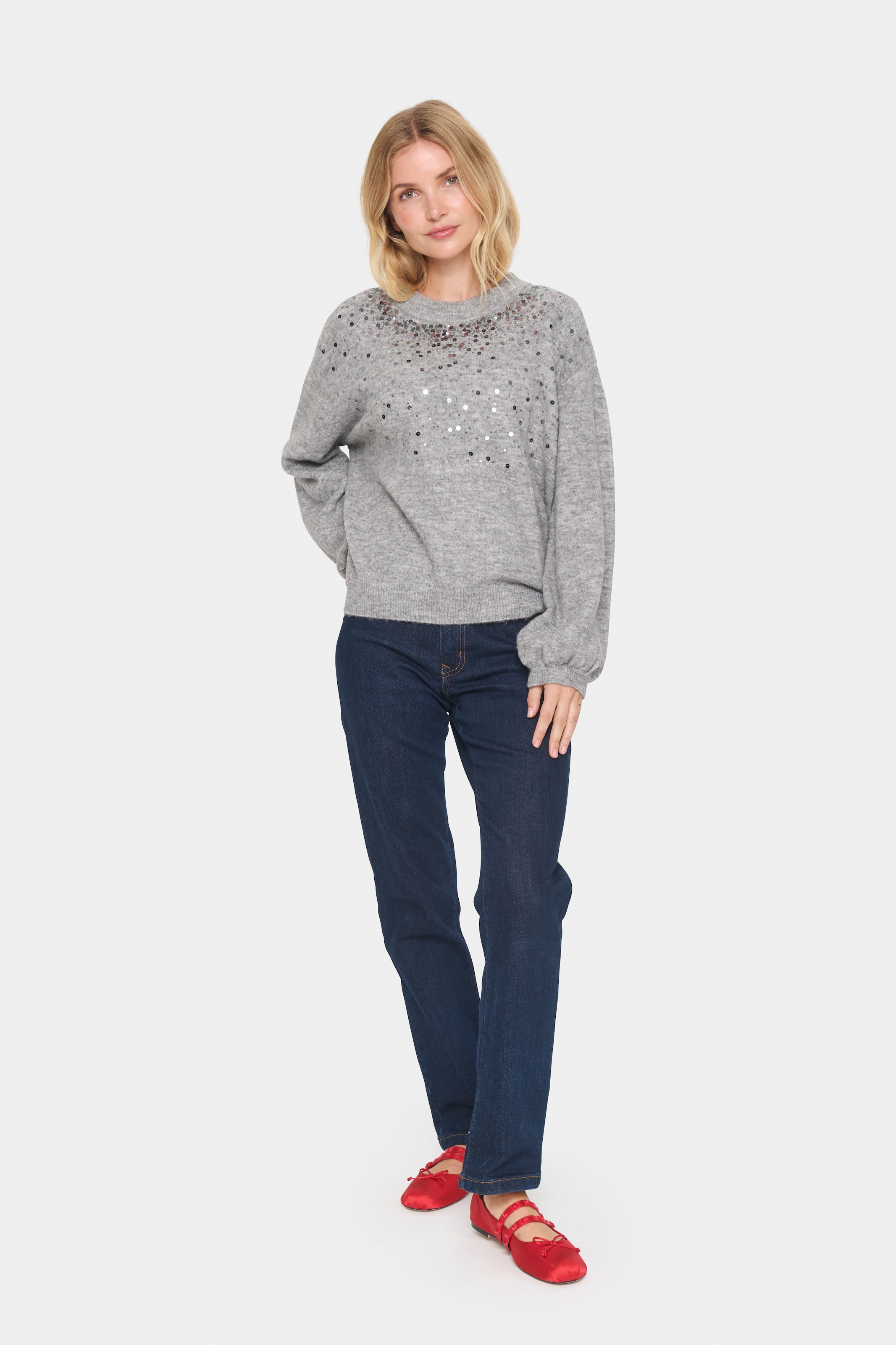 Saint Tropez Pull en tricot »BarbelSZ Pullover«, mit Pailletten
