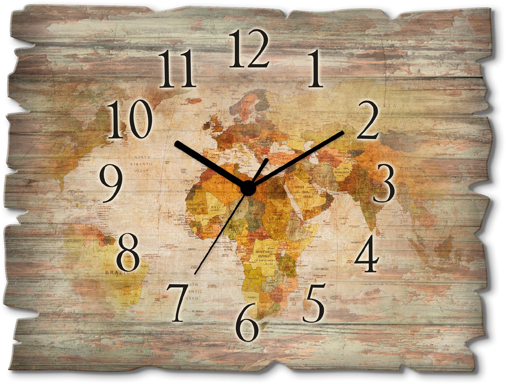 Image of Artland Wanduhr »Weltkarte«, lautlos, ohne Tickgeräusche, nicht tickend, geräuschlos - wählbar: Funkuhr o. Quarzuhr, moderne Uhr für Wohnzimmer, Küche etc. - Stil: modern bei Ackermann Versand Schweiz