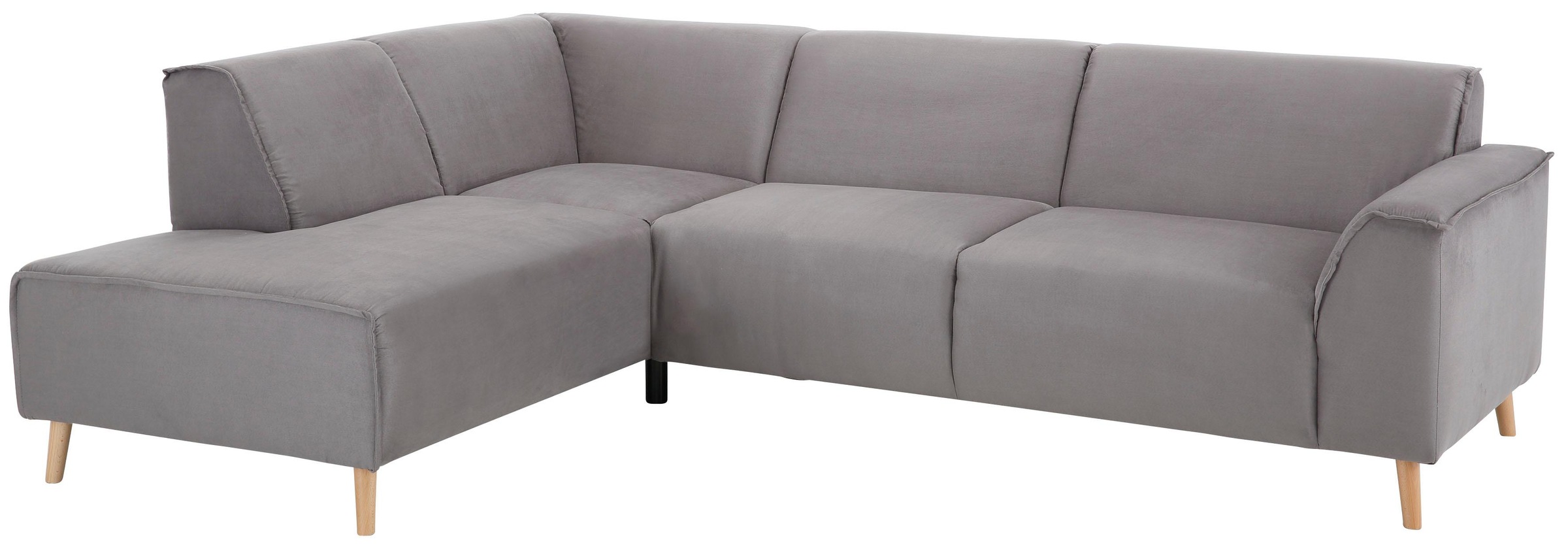 Home affaire Ecksofa »Julia zeitlose und elegante Couch, hoher Sitzkomfort, L-Form«, Federkern-Polsterung, Holzfüsse, Keder
