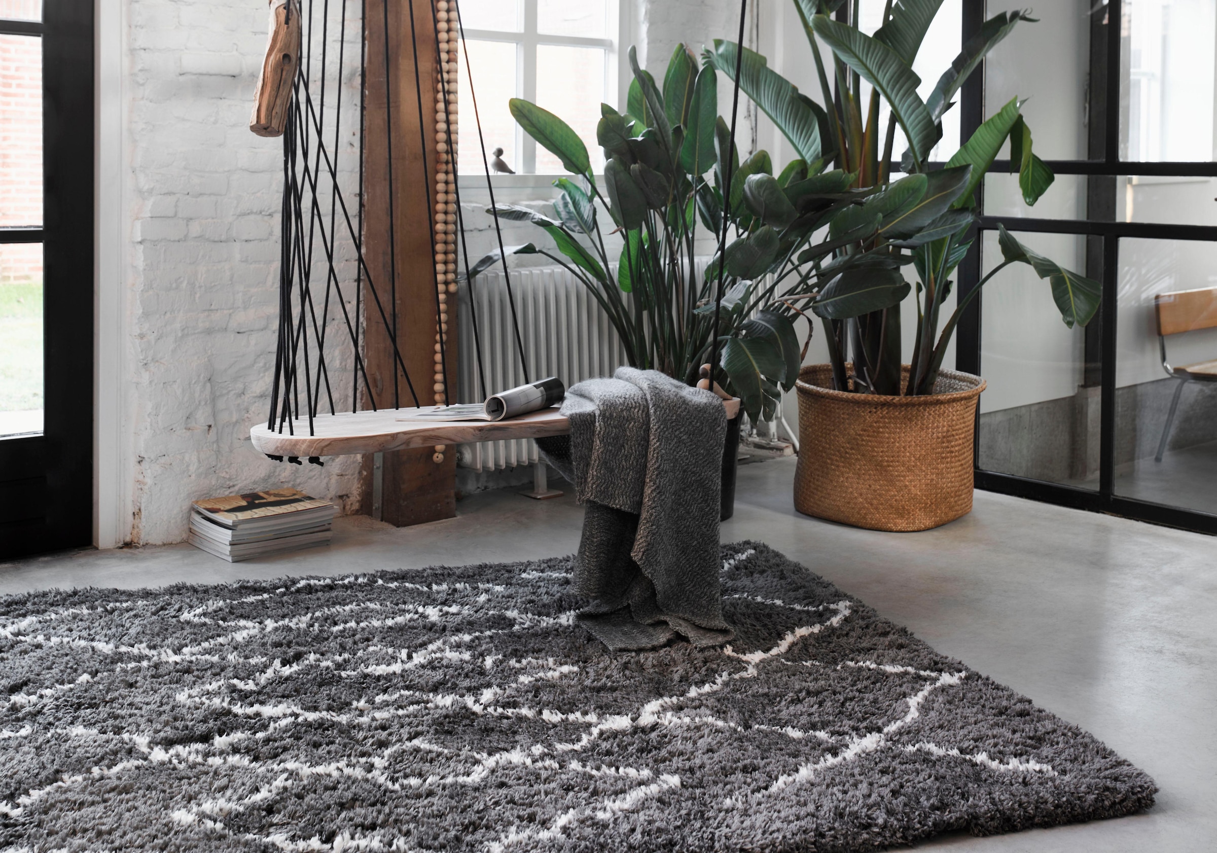 Wecon home Tapis à poils longs »Afella« Rectangulaire 50 mm Höhe Wohnzimmer