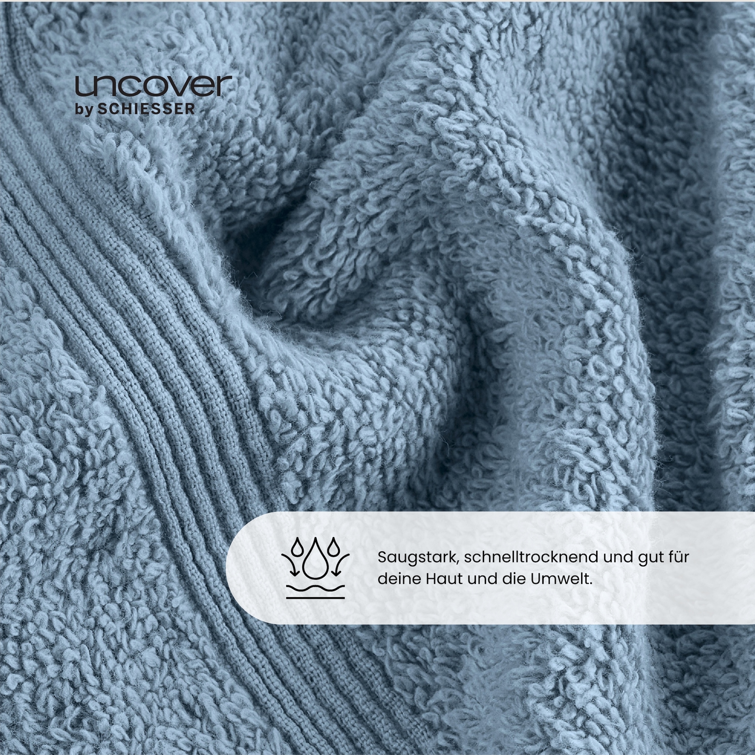 uncover by SCHIESSER Serviettes de douche »Brooklyn mit dezenter Bordüre in Hoch-Tief-Optik« Made in Green