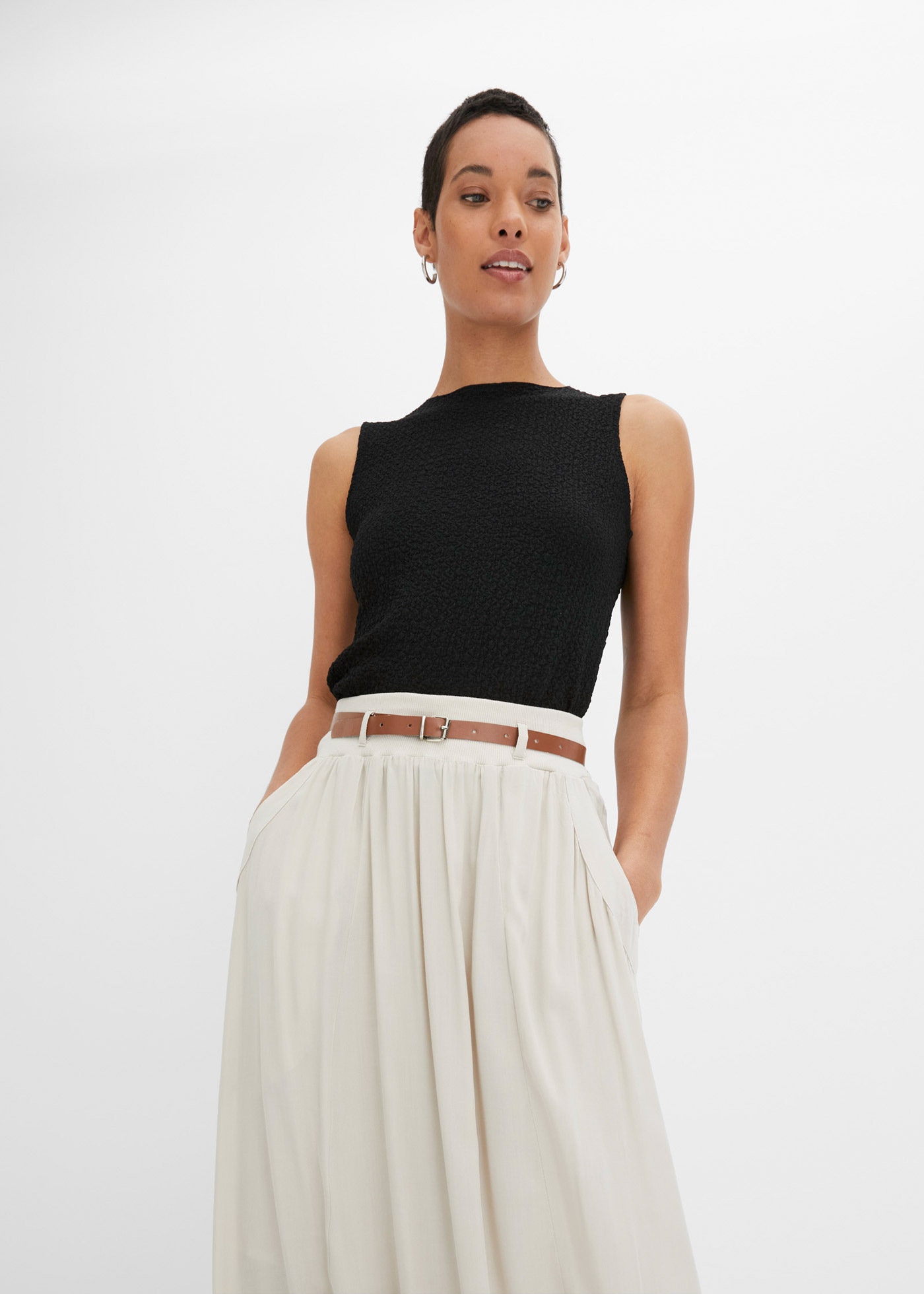 bonprix Maxi jupe »Maxirock mit Gürtel (2-tlg.Set)« Ensemble, 2 mit Gürtel, Maxilänge, ausgestellte Passform, mit Eingrifftaschen