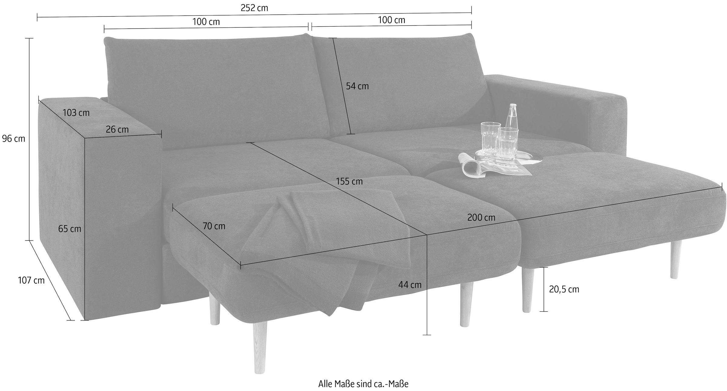 LOOKS by Wolfgang Joop 4 places »Looksv« Verwandlungssofa: aus Sofa wird Sofa mit 2 Hockern
