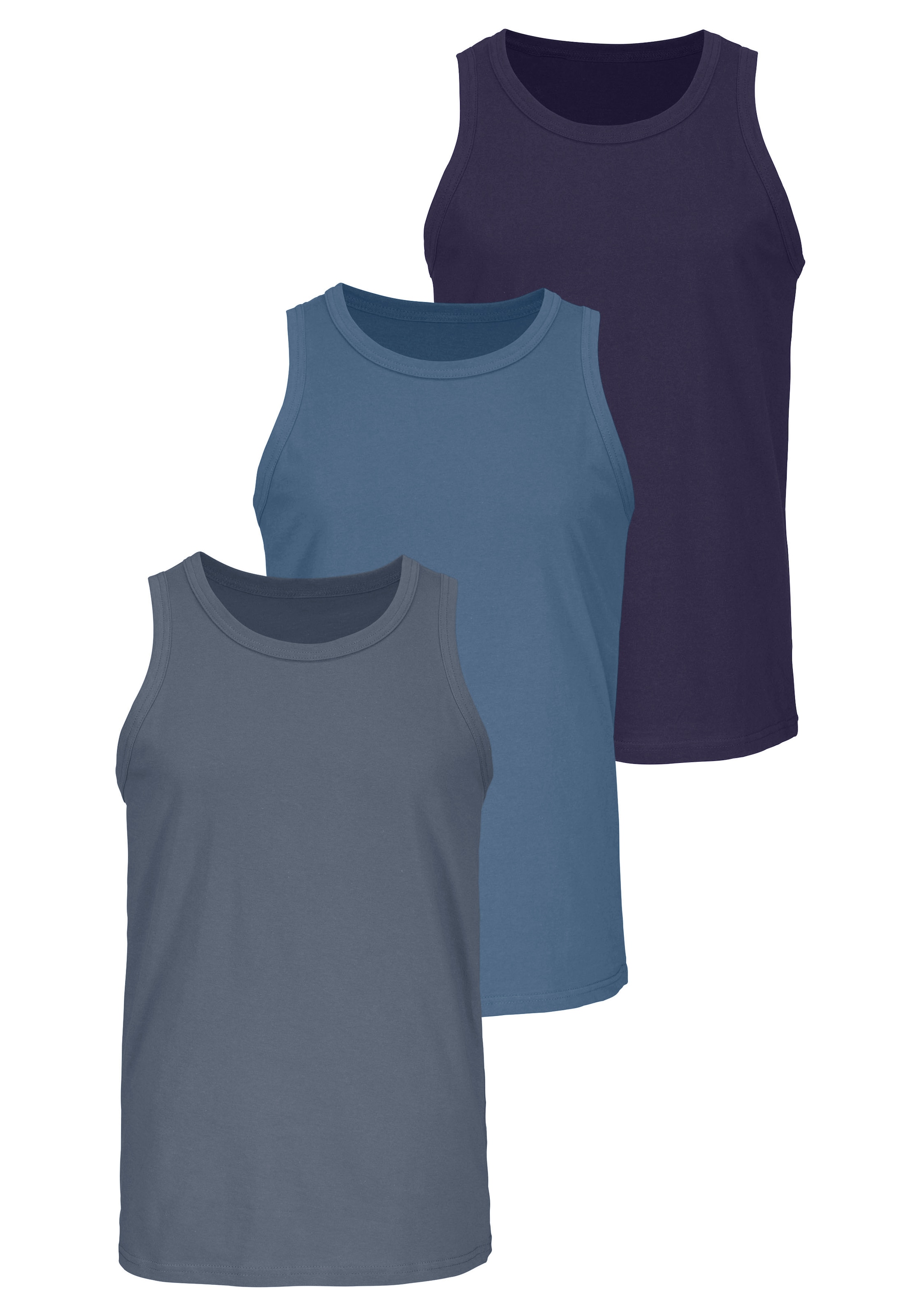 H.I.S Débardeur », Unterziehshirt, Unterhemd für Herren« pack de 3,  uni, col rond, en coton