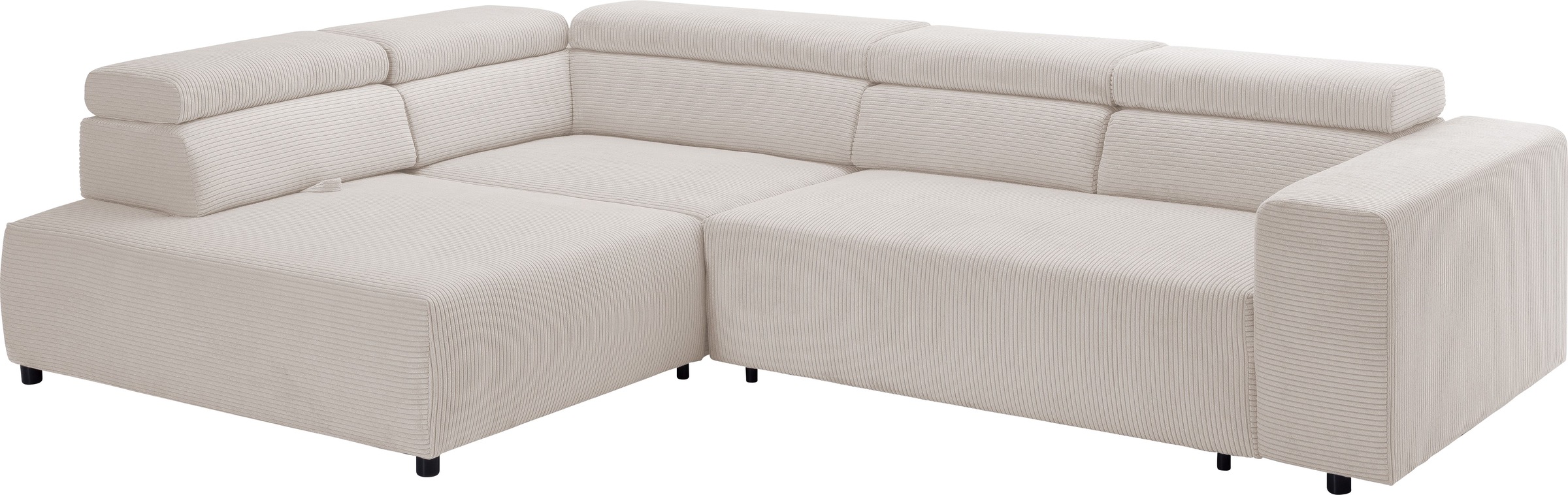 exxpo - sofa fashion Ecksofa »VITTORIO mit Komfortfunktionen, bequem und modern, Cord, L-Form«, inkl. Kopfteil- und Sitztiefenverstellung, wahlweise mit Bettfunktion