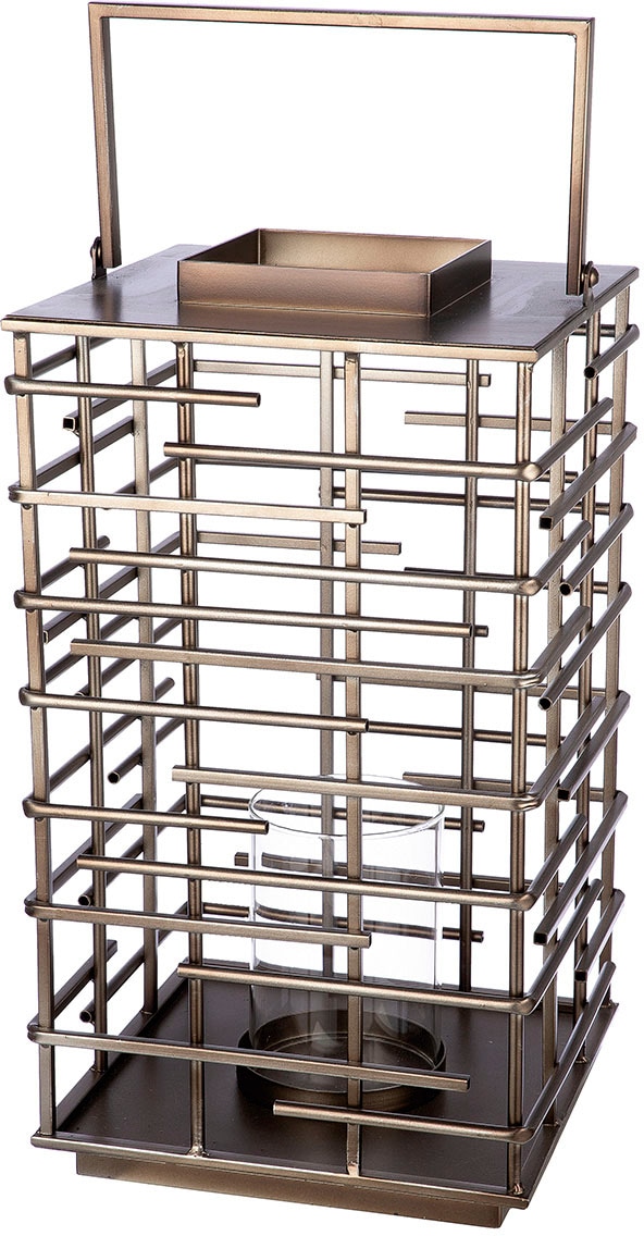 Image of Casablanca by Gilde Kerzenlaterne "Loft, aus Metall, mit Glaseinsatz, Breite/Tiefe ca. 26 cm" Laterne, Weihnachtsdeko, Kerzenhalter