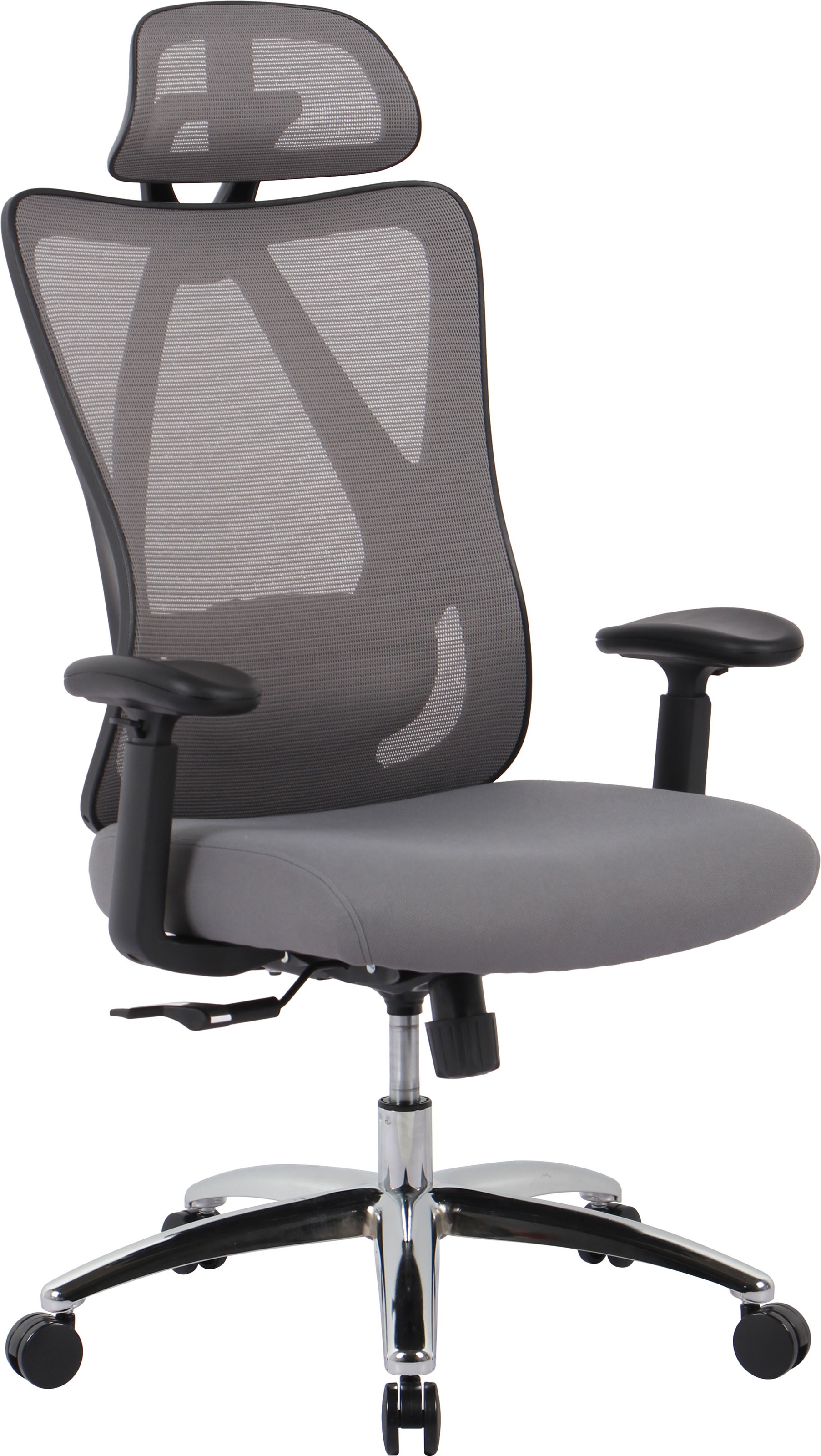 Image of GOODproduct Bürostuhl "ZAMIR, verstellbare Kopfstütze, Lendenwirbelstütze," () Mesh Schreibtischstuhl, Chefsessel mit Wippfunktion & Hartbodenrollen