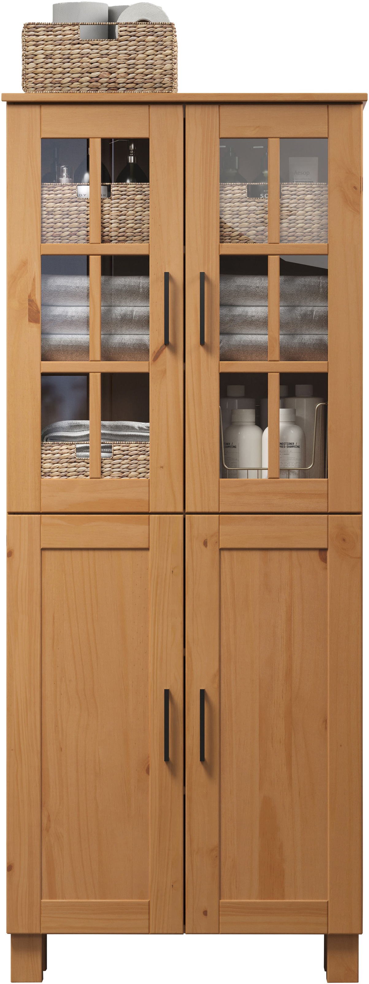 welltime Hochschrank »Ulea«, (1 St.), Breiter Badschrank aus Massivholz - Masse (B/T/H) 70/30/170 cm