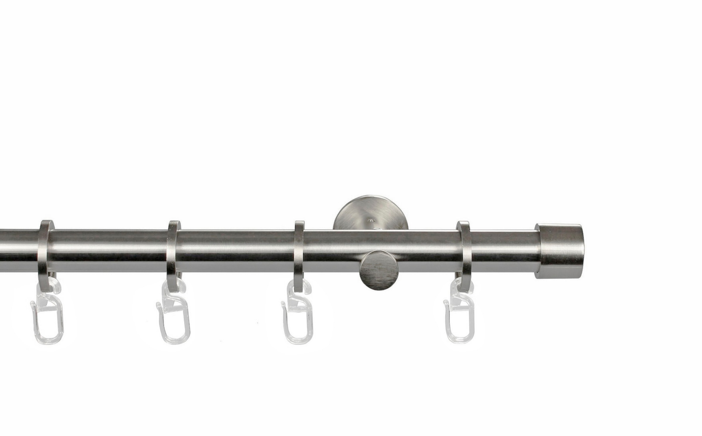 Image of GARESA Gardinenstange »CHAPEAU«, 1 läufig-läufig, Wunschmasslänge, Vorhanggarnitur, einfache Montage, mit Ringe und Haken, mit Stangenverbinder verlängerbar, Wandmontage, edelstahl optik bei Ackermann Versand Schweiz