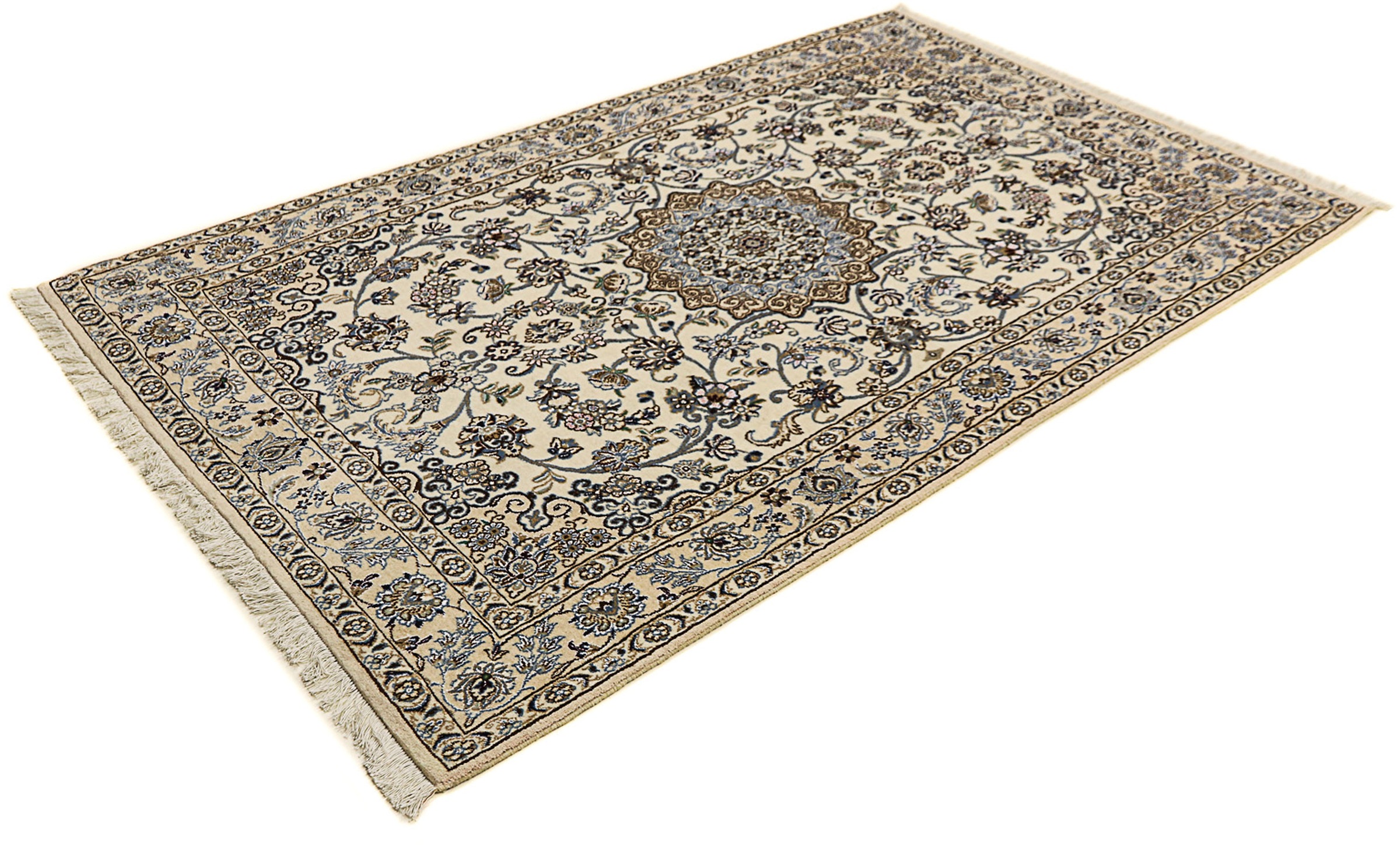 Image of morgenland Orientteppich »Perser - Nain - Royal - 210 x 127 cm - beige«, rechteckig, 10 mm Höhe, Wohnzimmer, Handgeknüpft, Einzelstück mit Zertifikat bei Ackermann Versand Schweiz