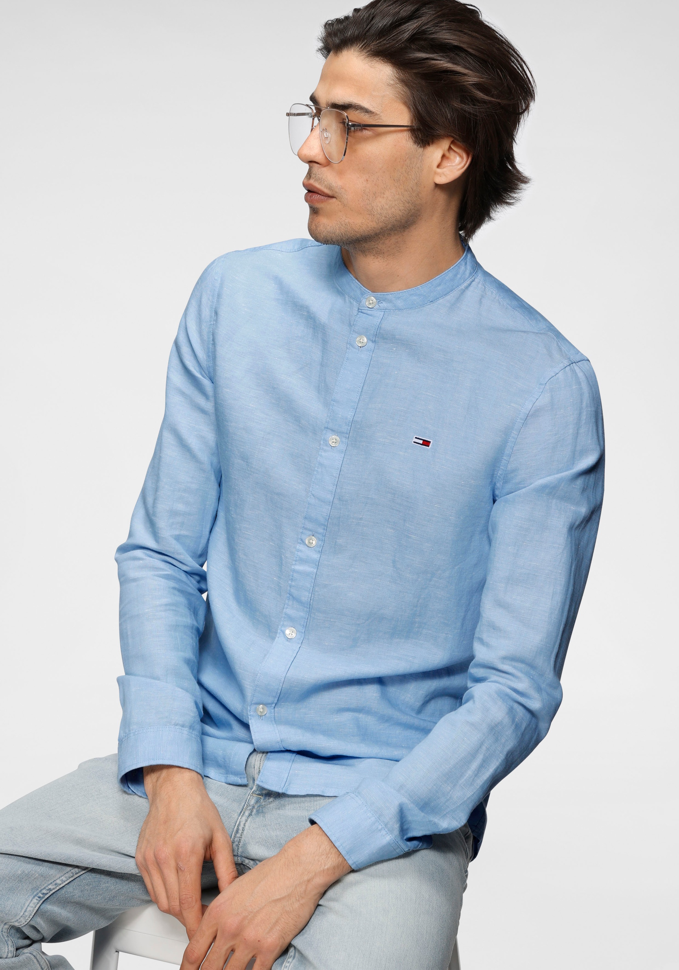 Image of Tommy Jeans Langarmhemd »TJM MAO COLLAR OXFORD SHIRT« bei Ackermann Versand Schweiz