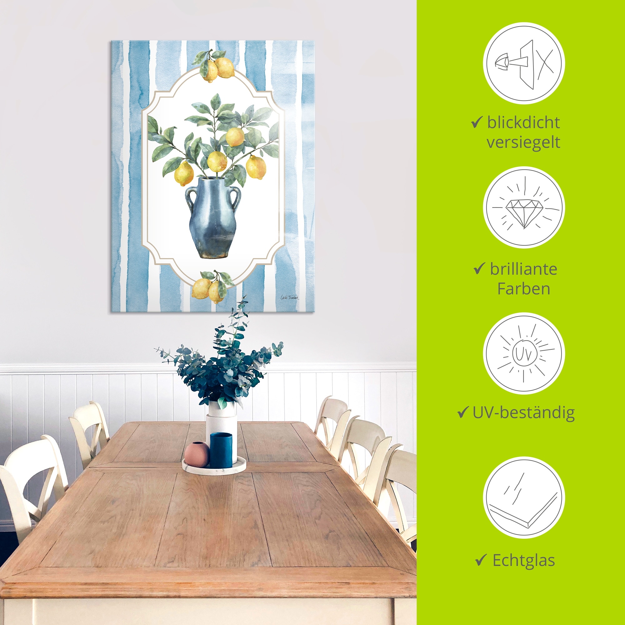 Artland Glasbild »Le Citron I« Arrangements 1 Stk. tlg. in verschiedenen Grössen