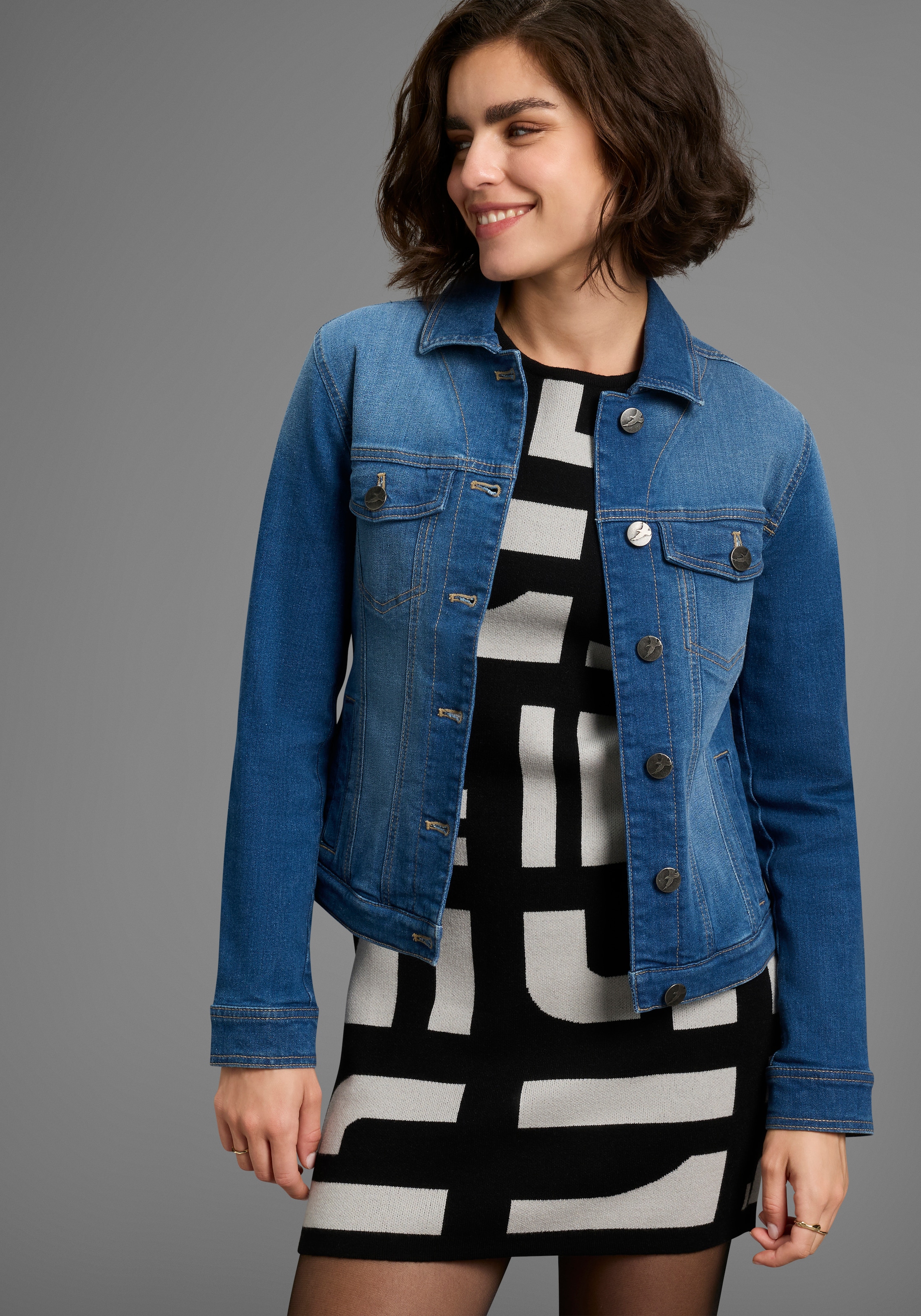 Image of Arizona Jeansjacke aus Baumwollmischung, figurbetont, in Stretch-Qualität