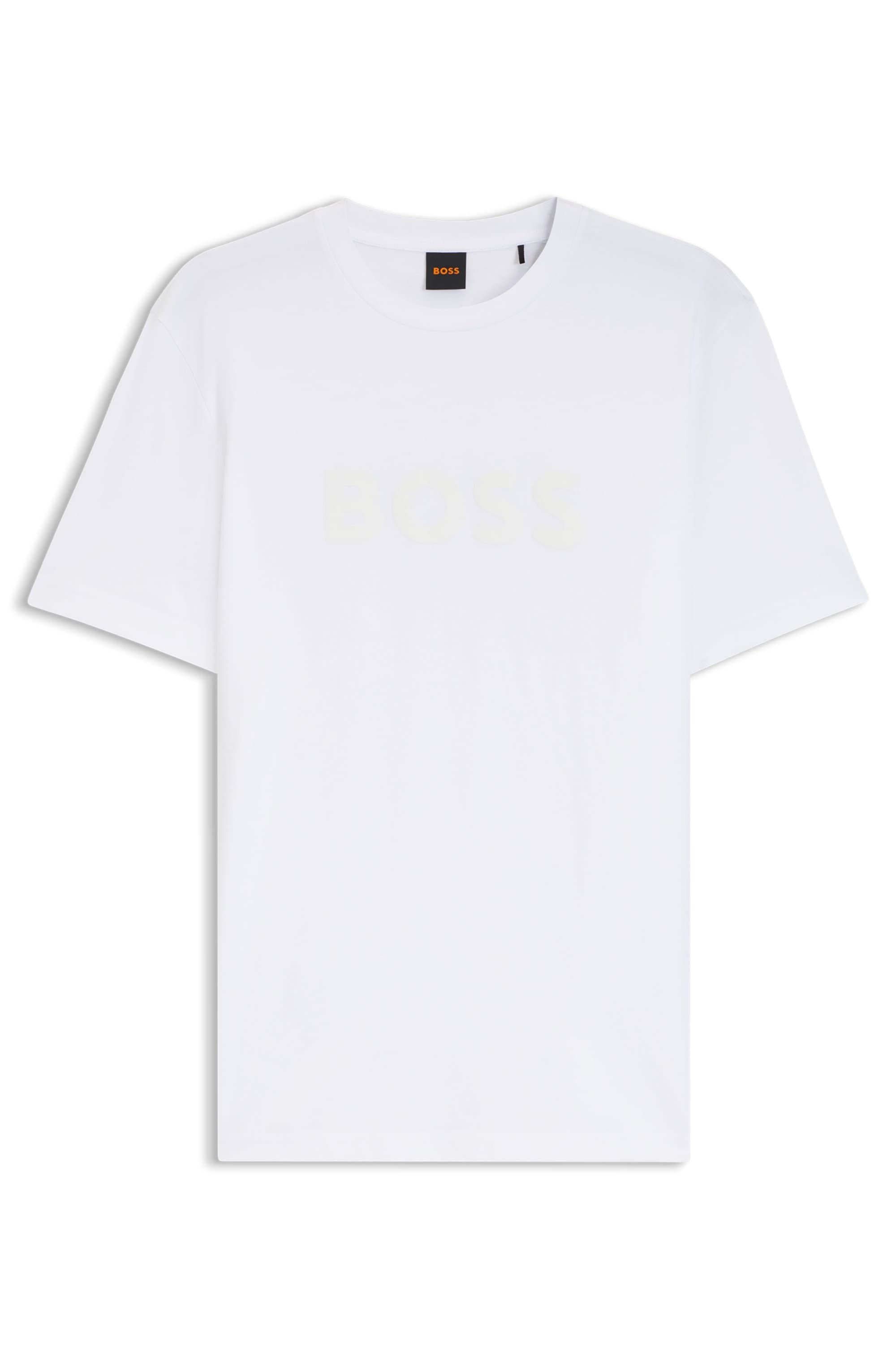 BOSS ORANGE T-shirt col rond, coupe Regular Fit, grand imprimé logo