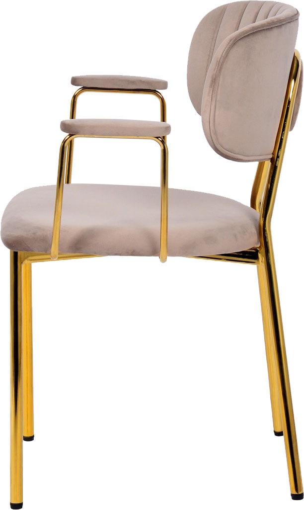 Kayoom Chaise rembourrée »Stuhl Giselle 225 2er-Set, Gestell aus Edelstahl« (Set) 2 cuismit Armlehnen, goldenes Gestell aus Edelstahl, Samtbezug, Ziernähte