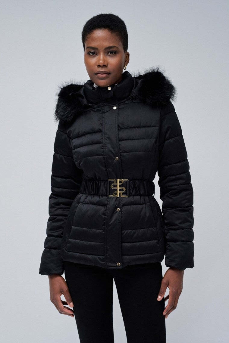 Salsa Steppjacke »Salsa Jeans Steppjacke Short Puffer Coat With Fur Hood«